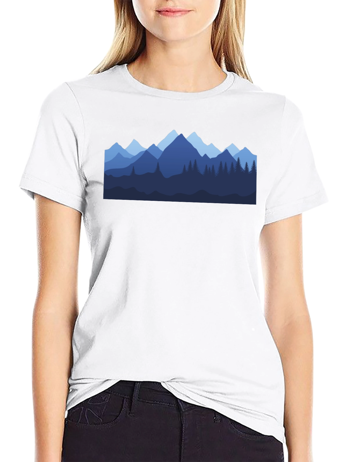 Mountainscape Graphic Tee - Black Cotton Blend