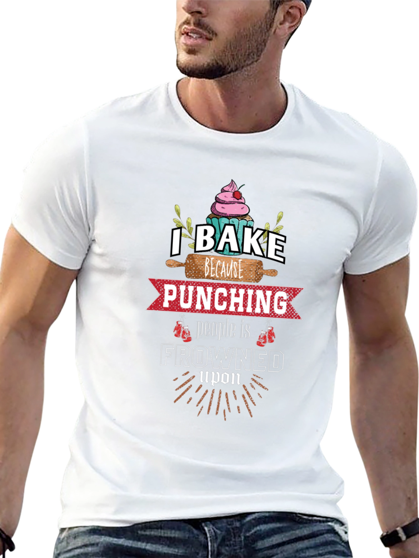 I Bake Because Punching is Frowned Upon Graphic Tee