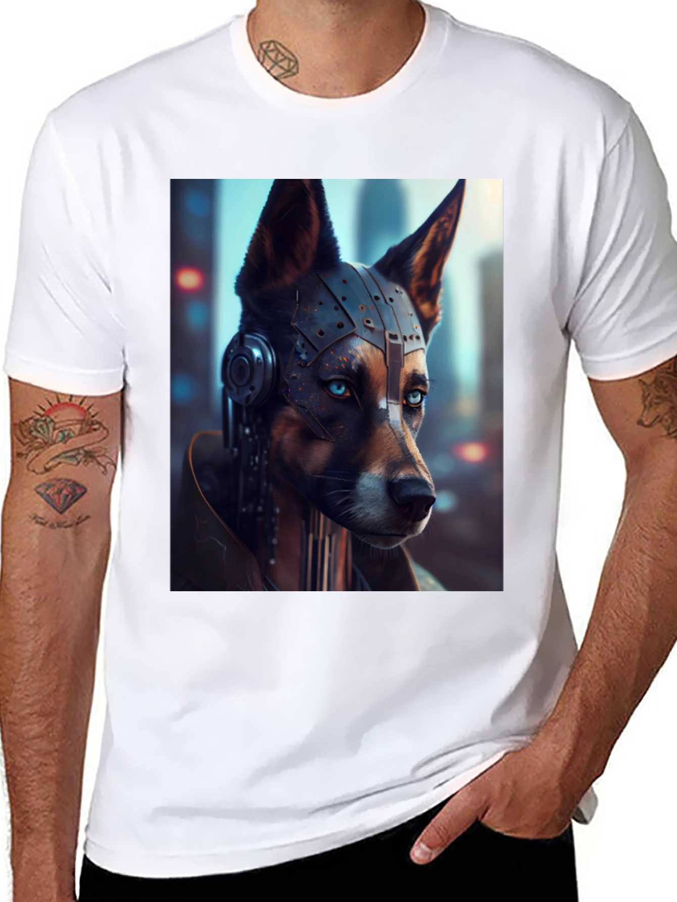 Cyberpunk Dog Graphic T-Shirt