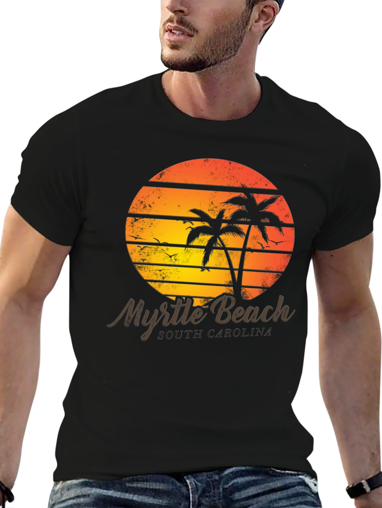 Myrtle Beach Retro Sunset Graphic Tee