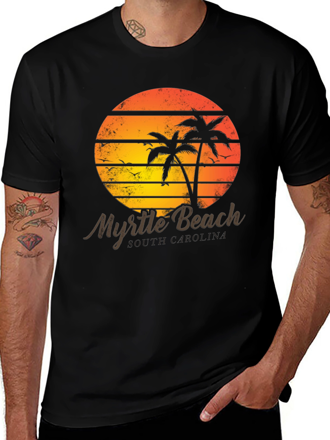 Myrtle Beach Retro Sunset Graphic Tee