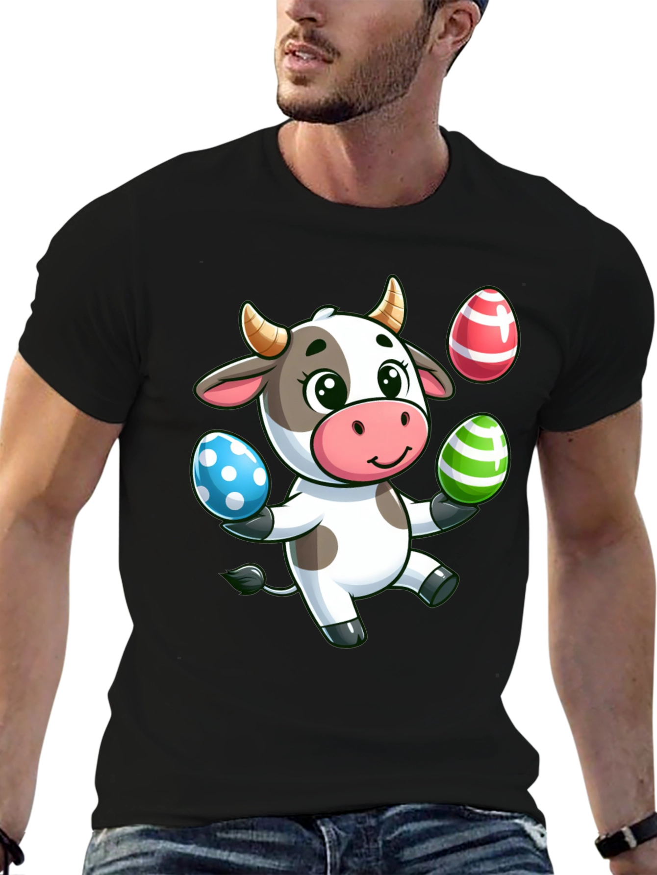 Cute Cartoon Cow Easter Egg T-Shirt
