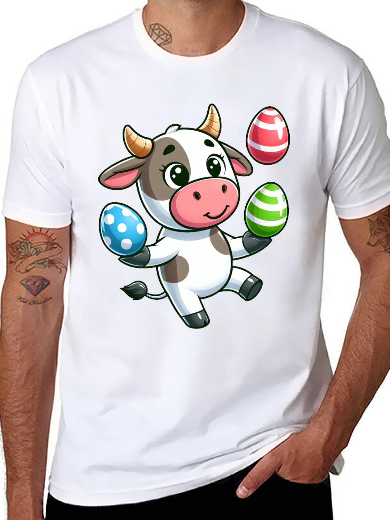 Cute Cartoon Cow Easter Egg T-Shirt