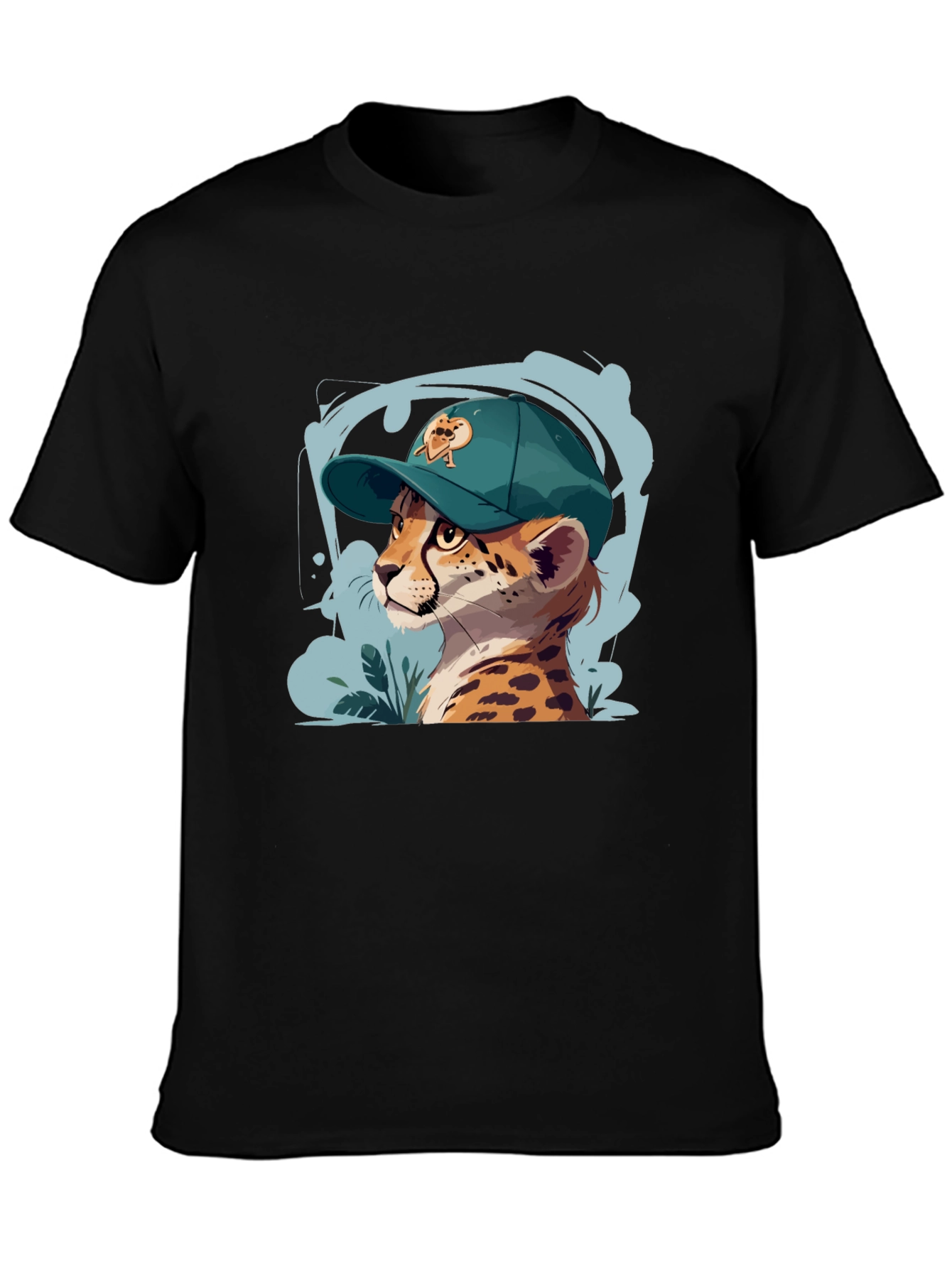 Cool Cheetah in Cap Graphic T-Shirt