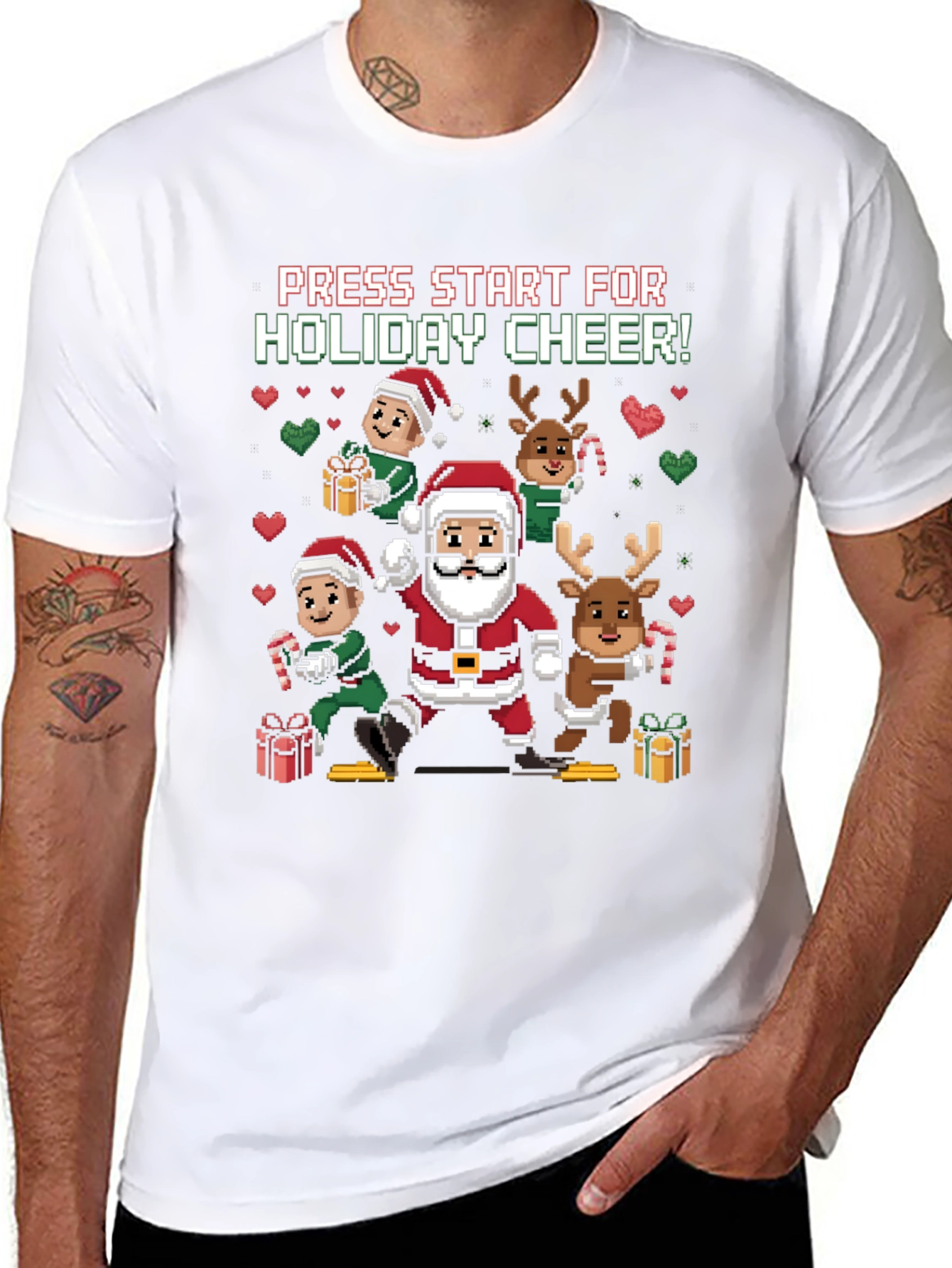 Holiday Cheer T-Shirt: Press Start Santa & Friends