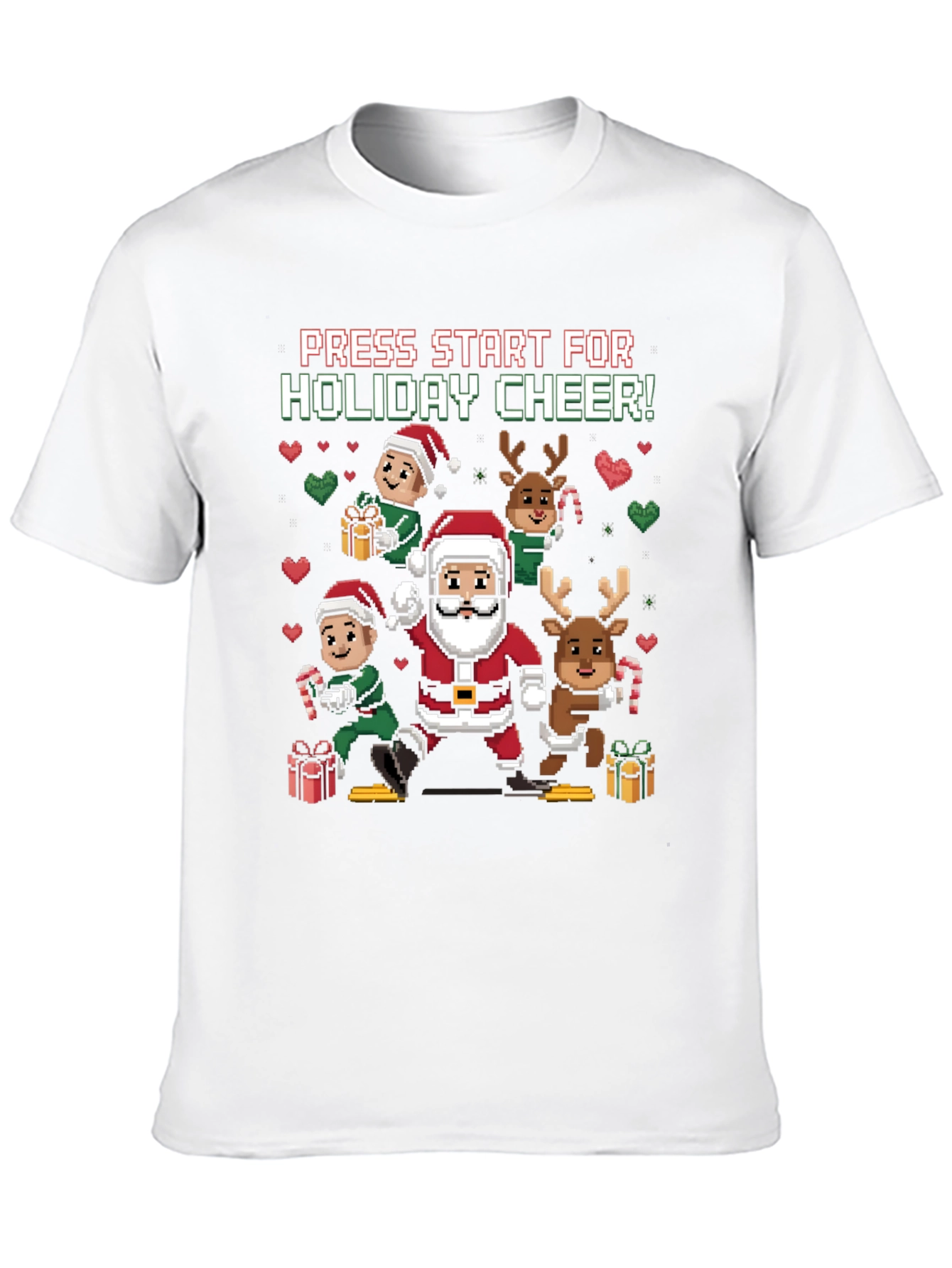 Holiday Cheer T-Shirt: Press Start Santa & Friends