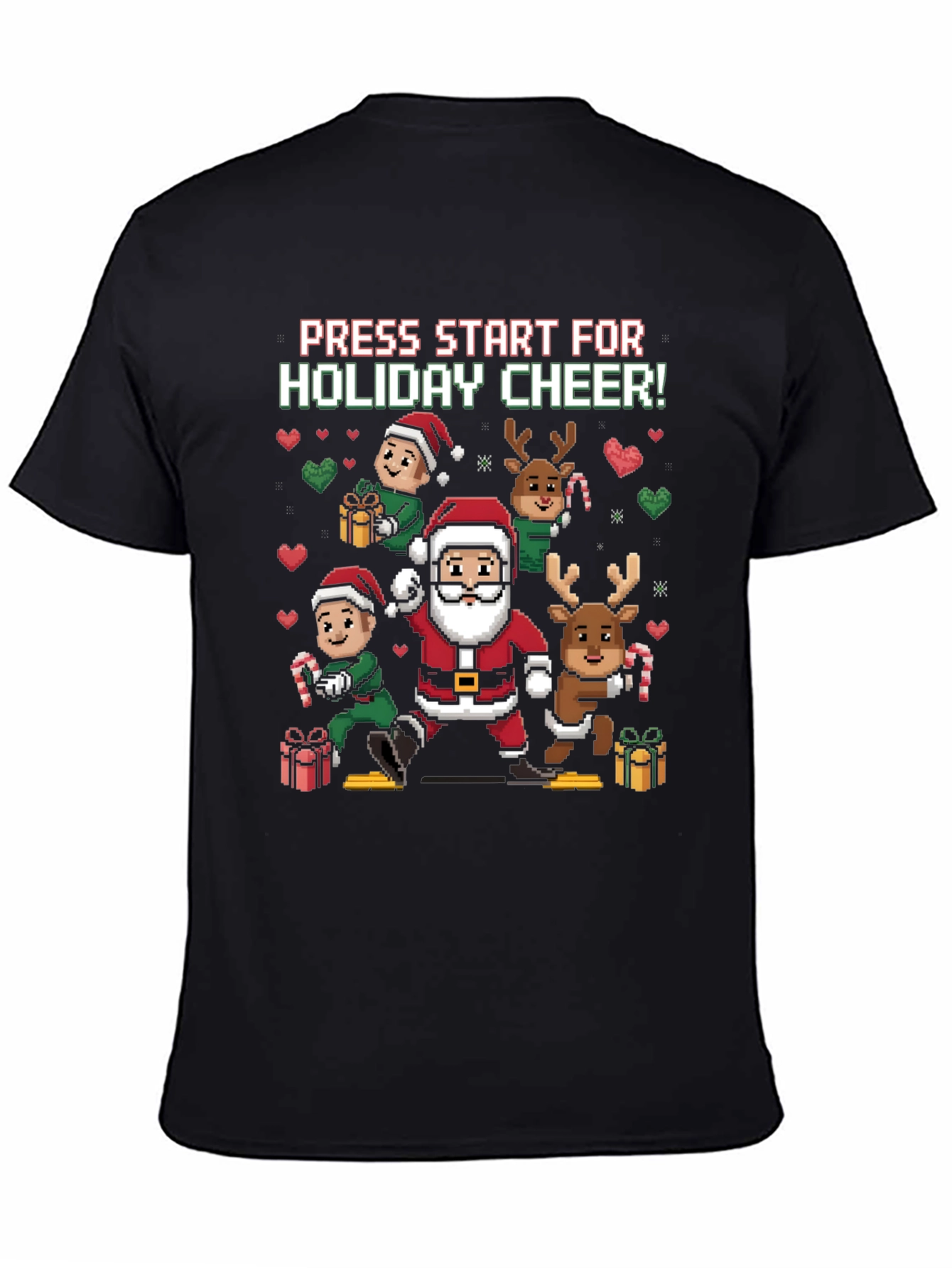 Holiday Cheer T-Shirt: Press Start Santa & Friends