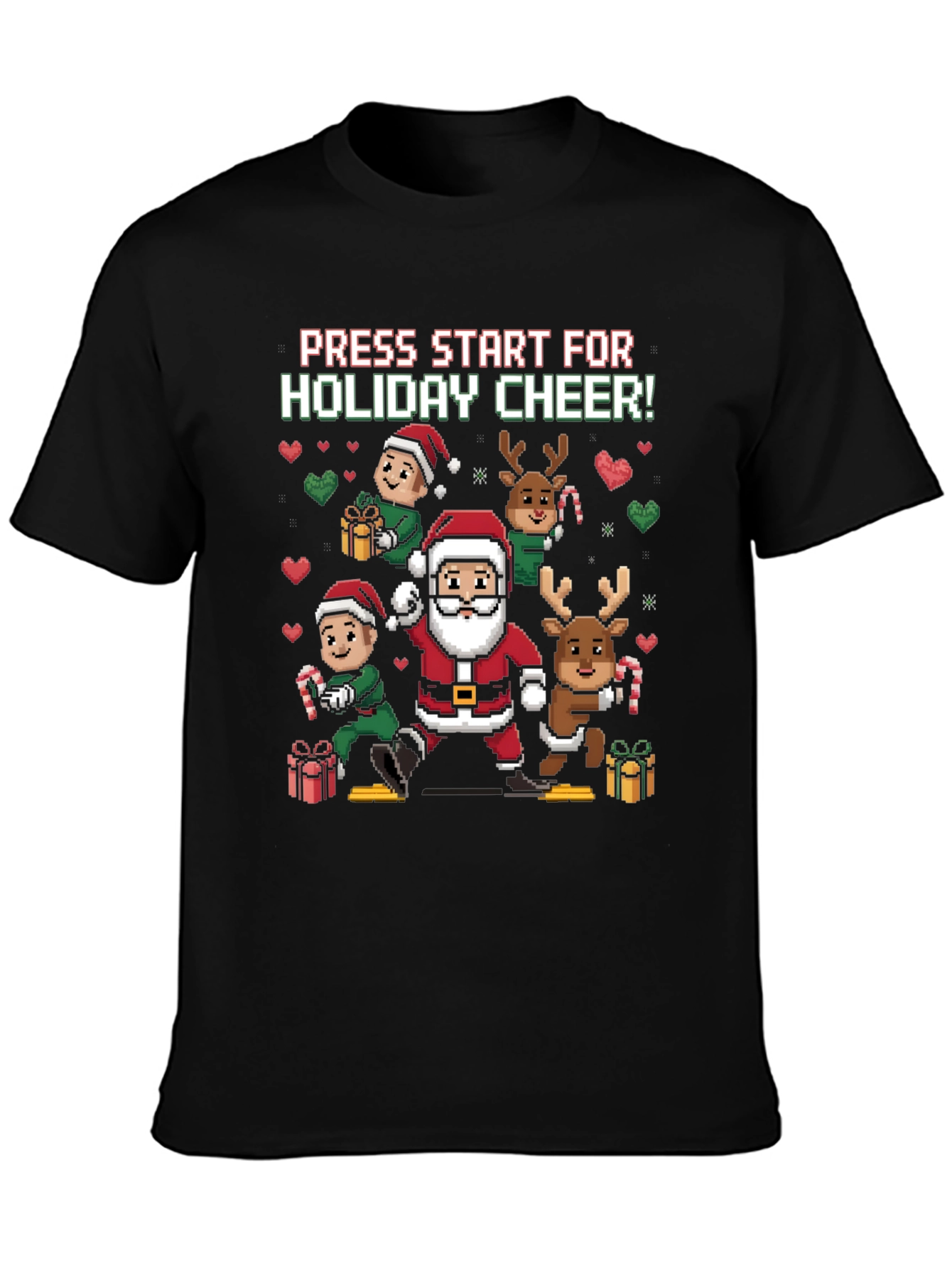 Holiday Cheer T-Shirt: Press Start Santa & Friends
