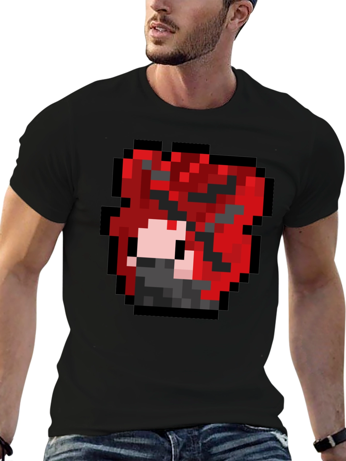 Pixel Art Graphic Tee - Red Hair Character