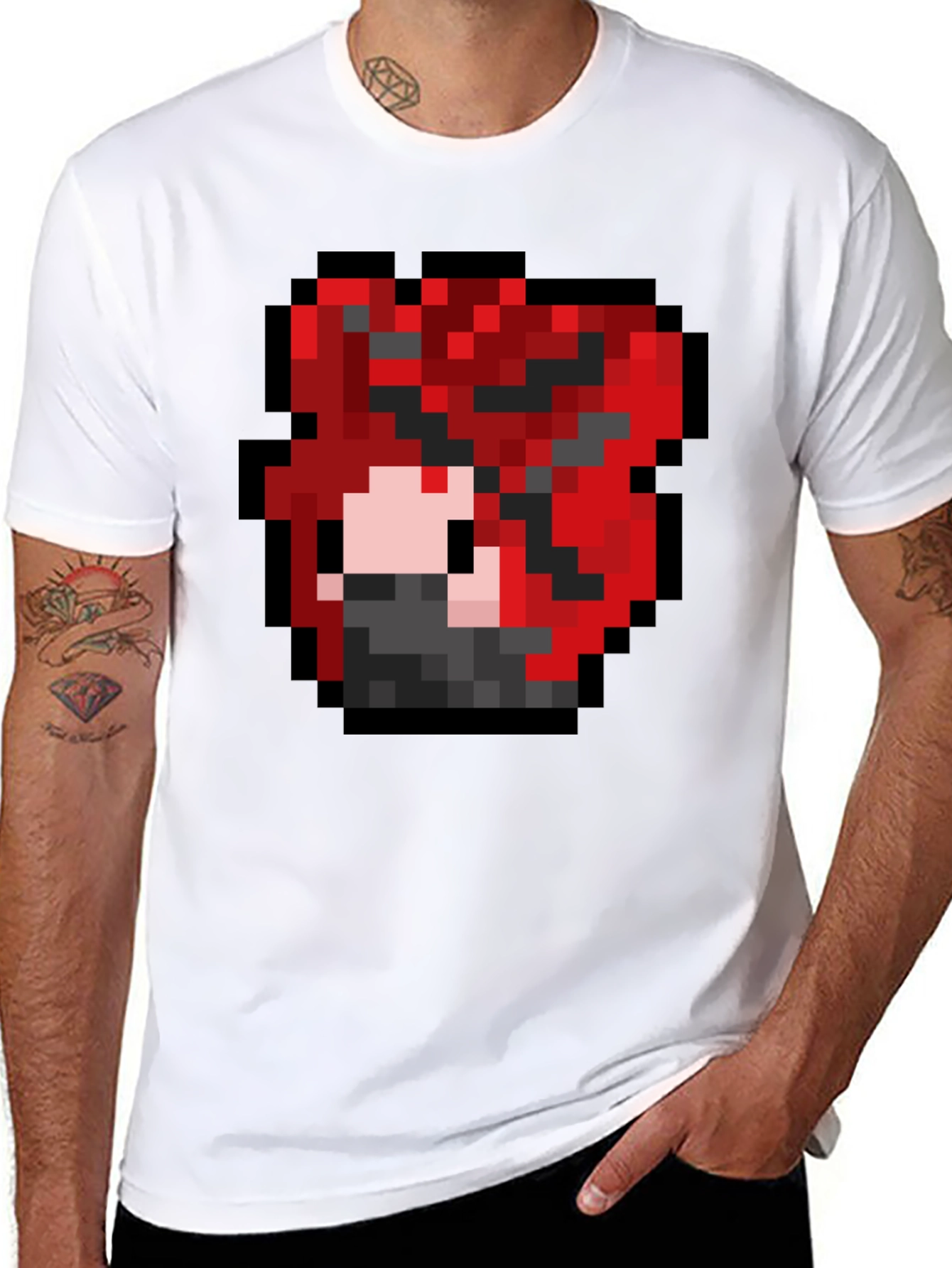 Pixel Art Graphic Tee - Red Hair Character