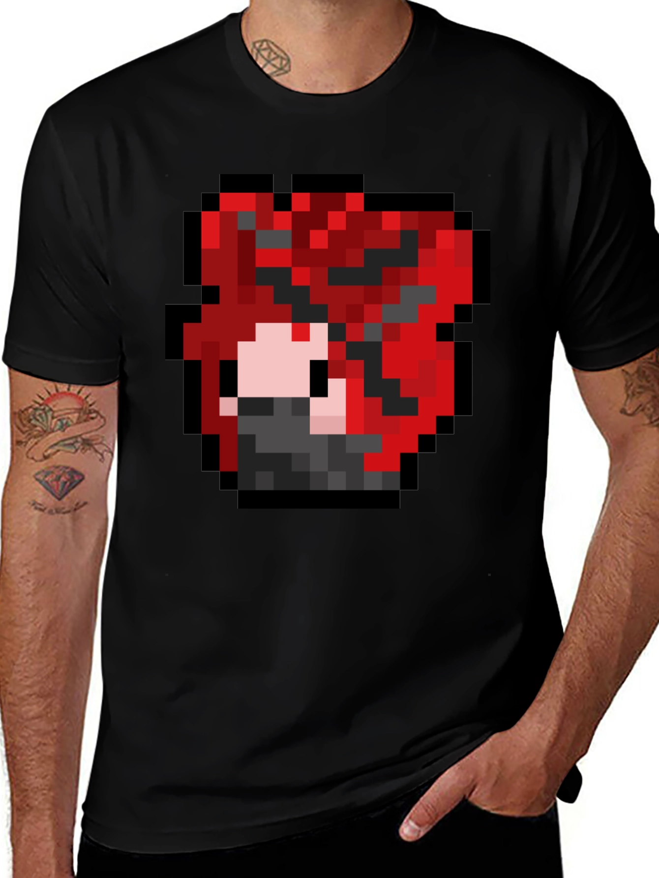Pixel Art Graphic Tee - Red Hair Character