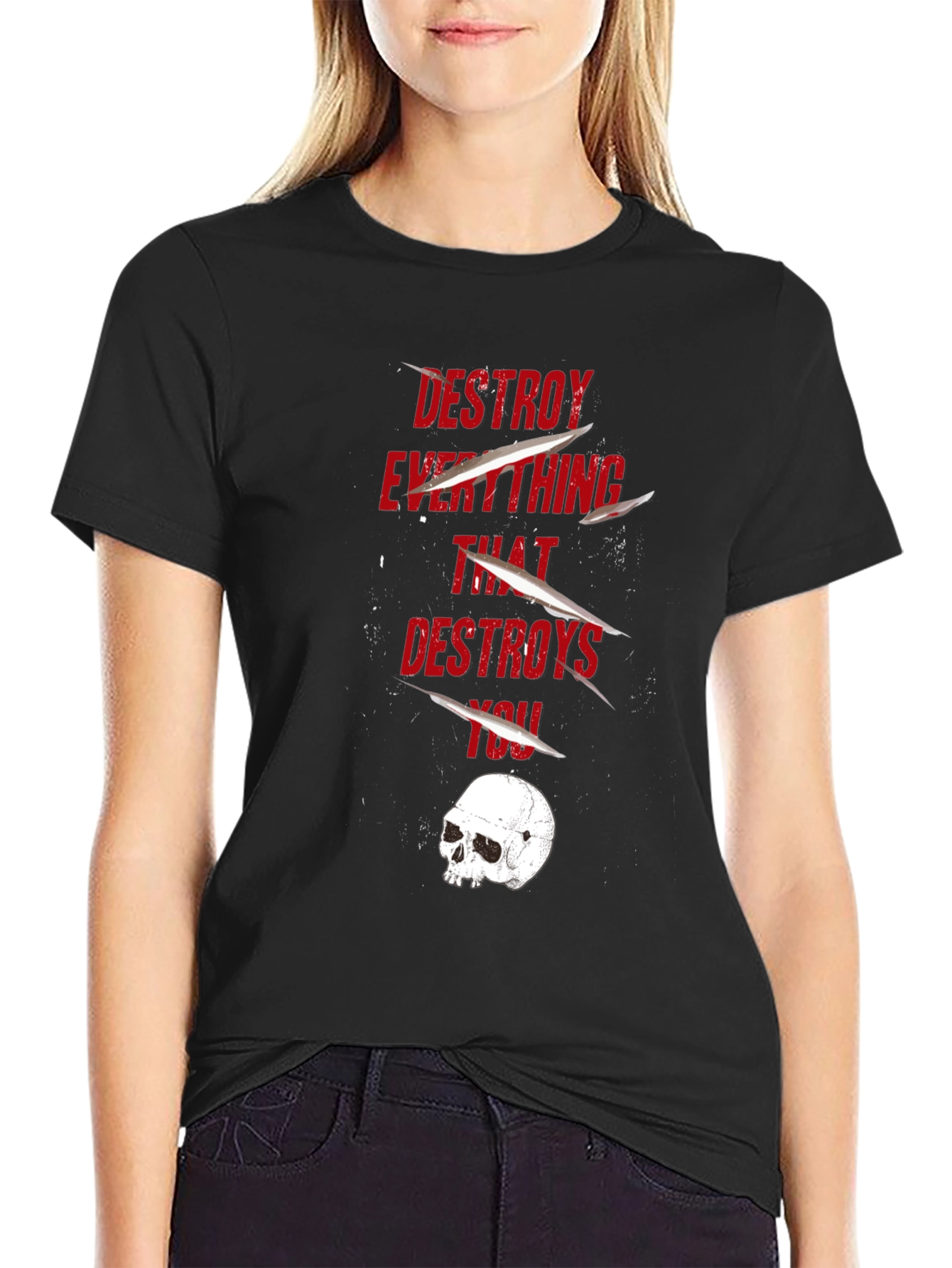Destroy Everything T-Shirt Skull Graphic Tee Casual Wear
