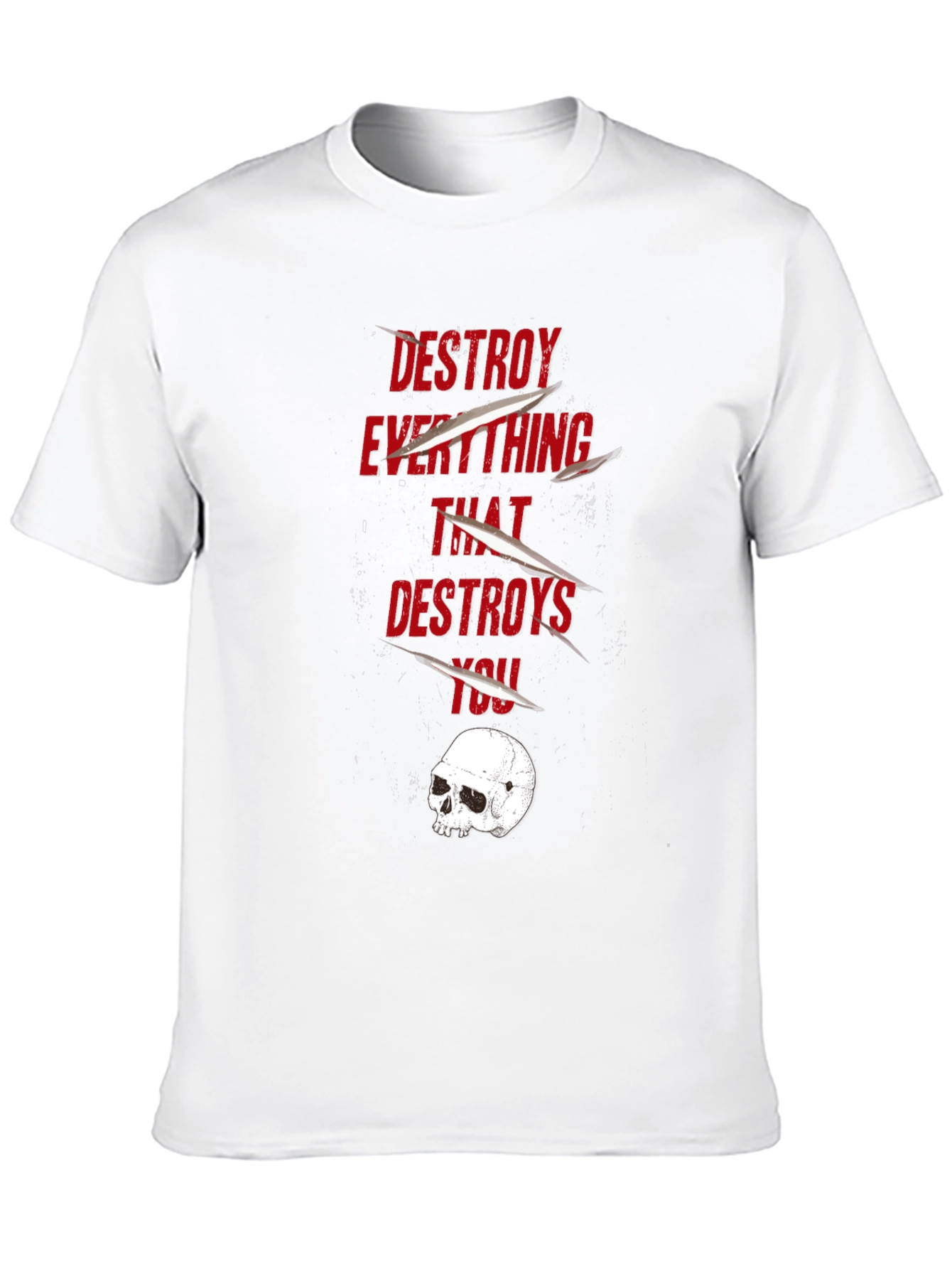 Destroy Everything T-Shirt Skull Graphic Tee Casual Wear