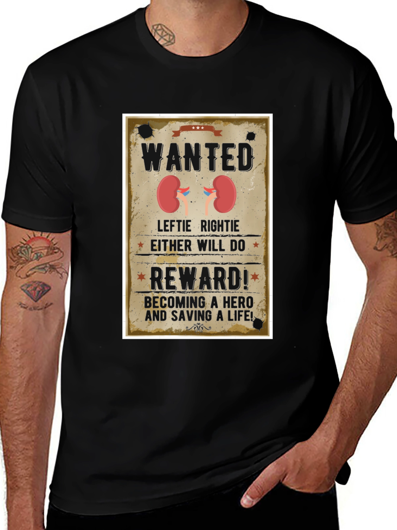 Wanted Kidney Donation T-Shirt - Be a Hero!