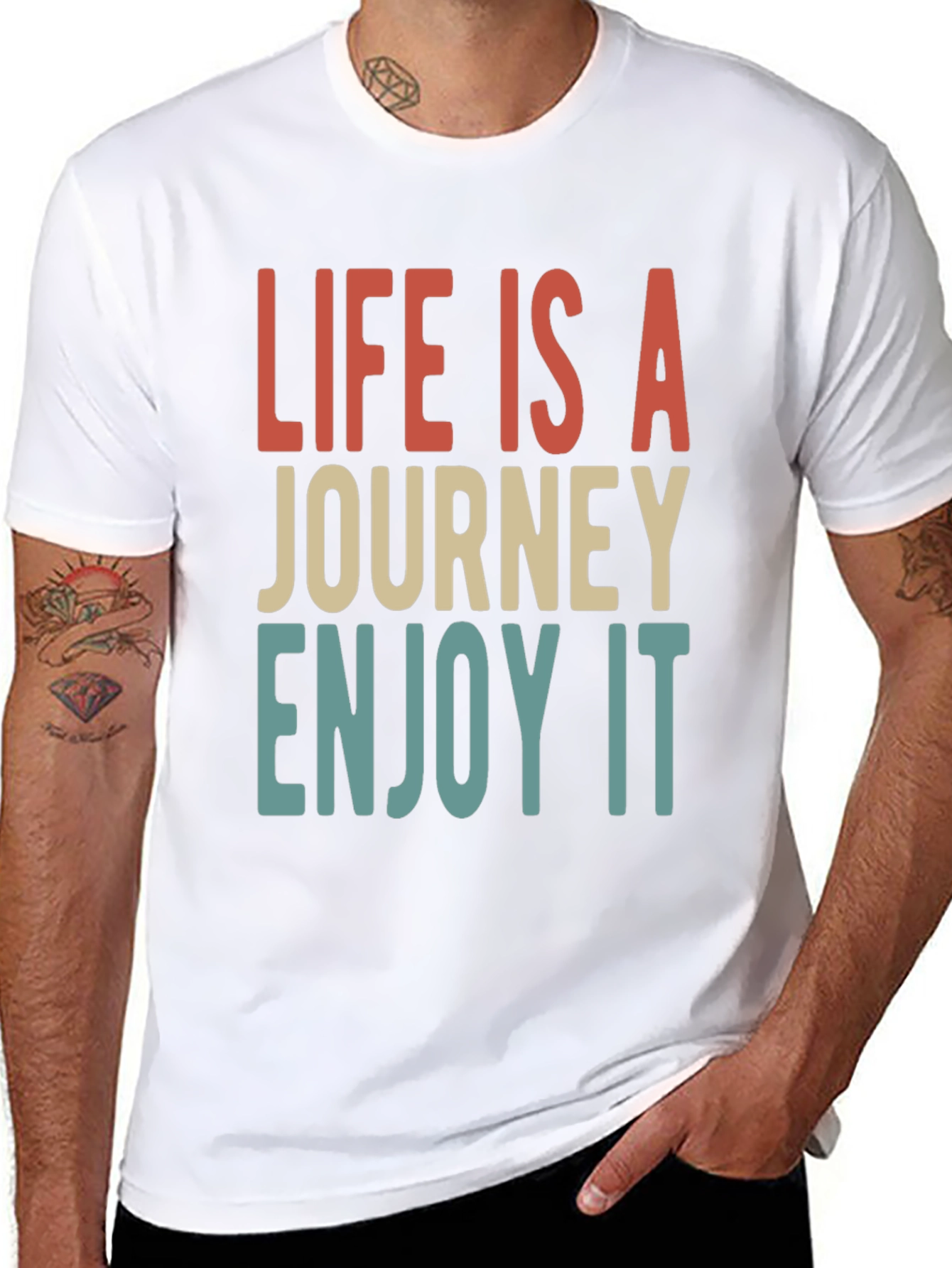 Life Is A Journey Black Graphic T-Shirt