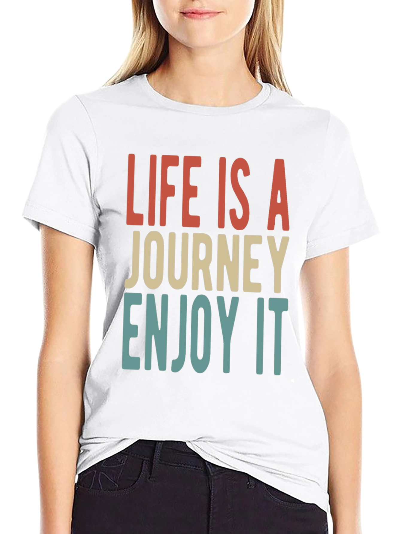 Life Is A Journey Black Graphic T-Shirt
