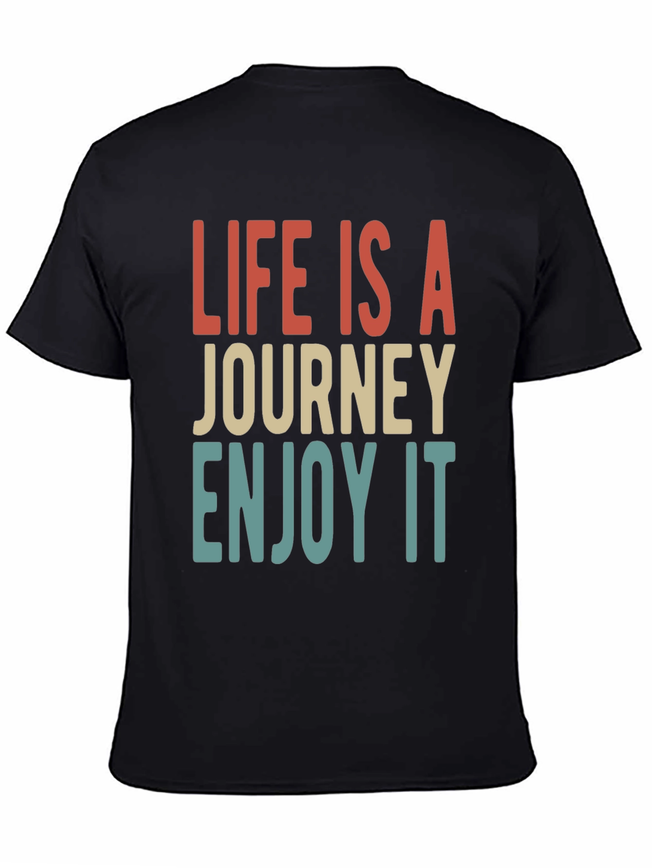 Life Is A Journey Black Graphic T-Shirt