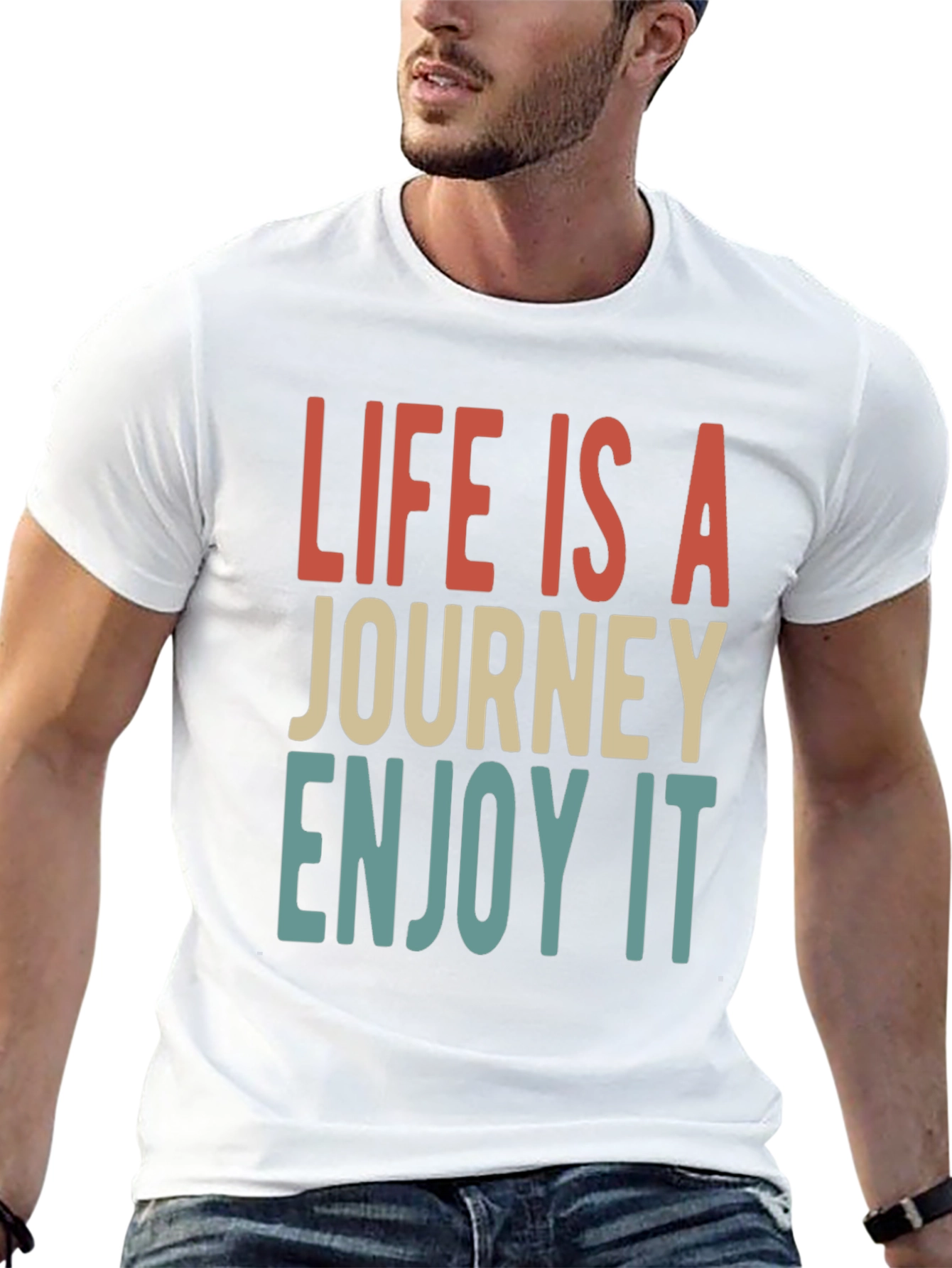 Life Is A Journey Black Graphic T-Shirt