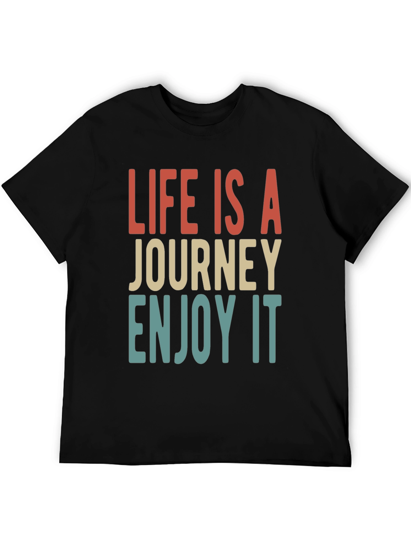 Life Is A Journey Black Graphic T-Shirt
