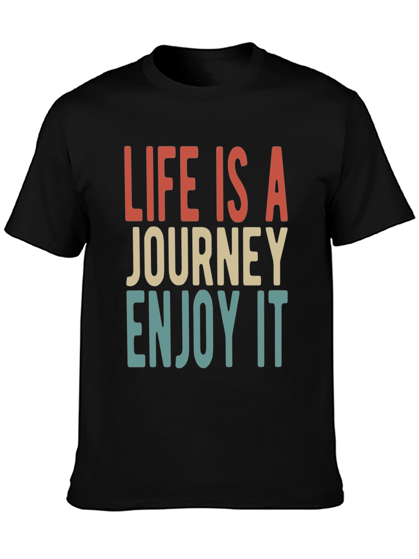 Life Is A Journey Black Graphic T-Shirt