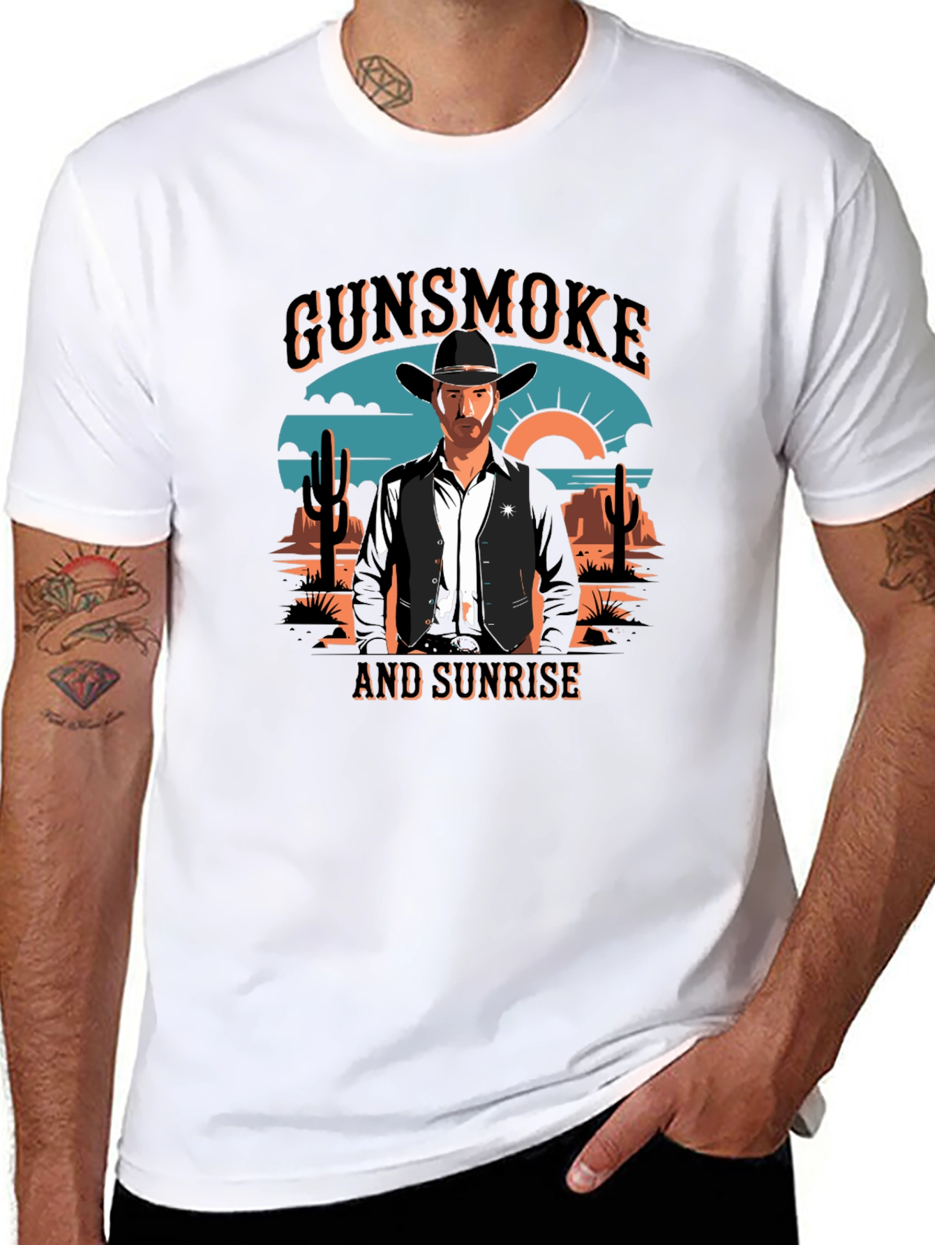 Gunsmoke and Sunrise Black Graphic Tee