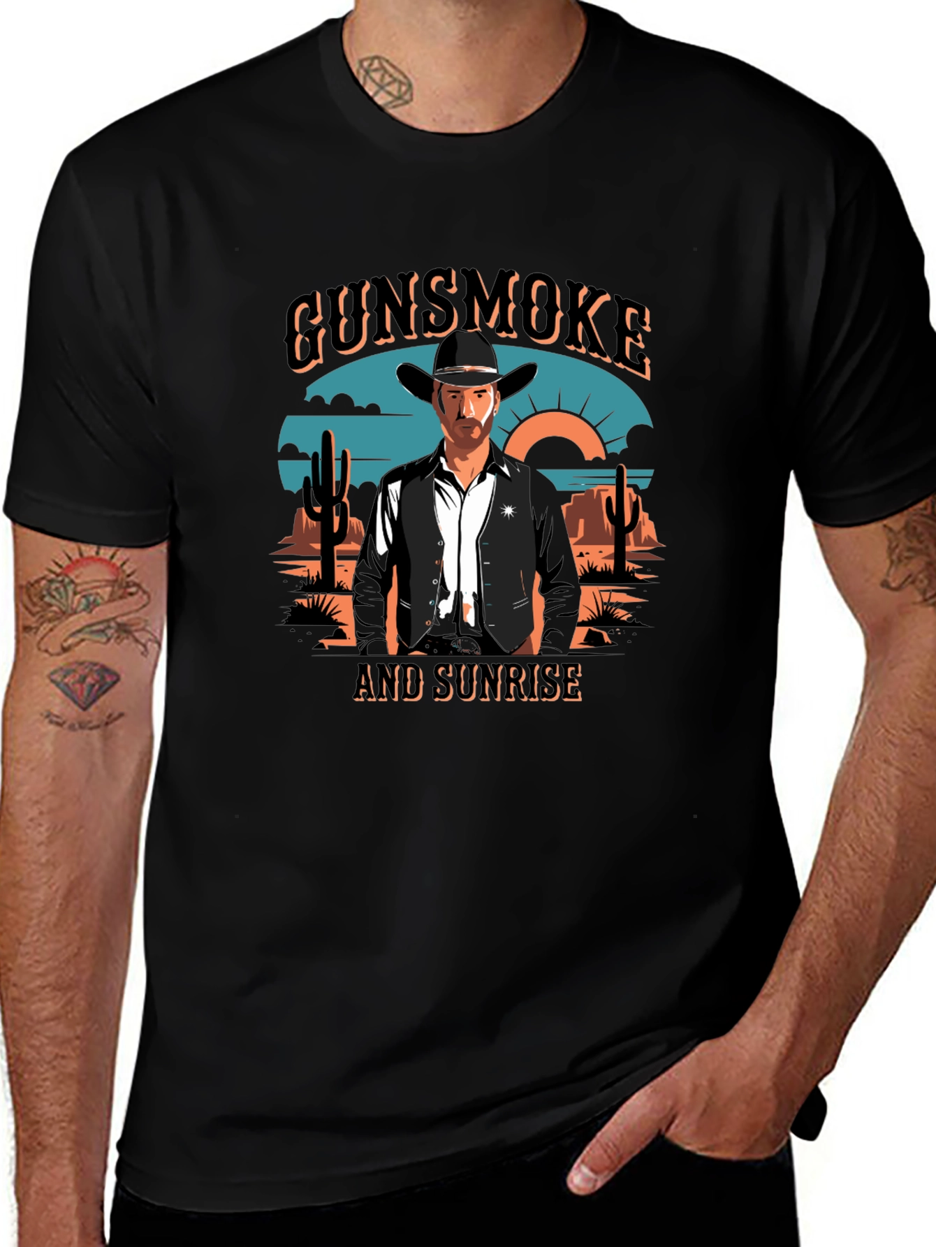 Gunsmoke and Sunrise Black Graphic Tee