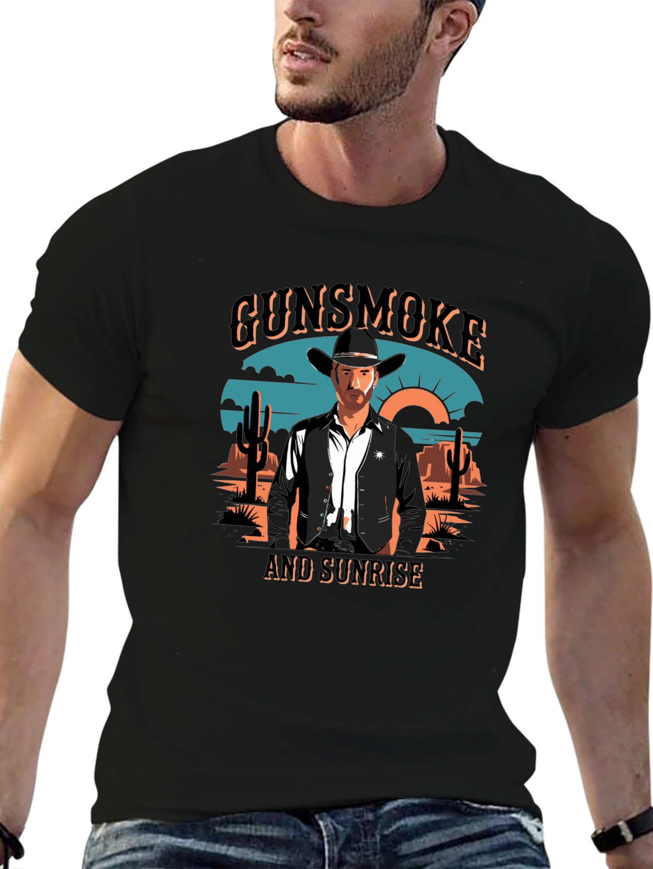 Gunsmoke and Sunrise Black Graphic Tee
