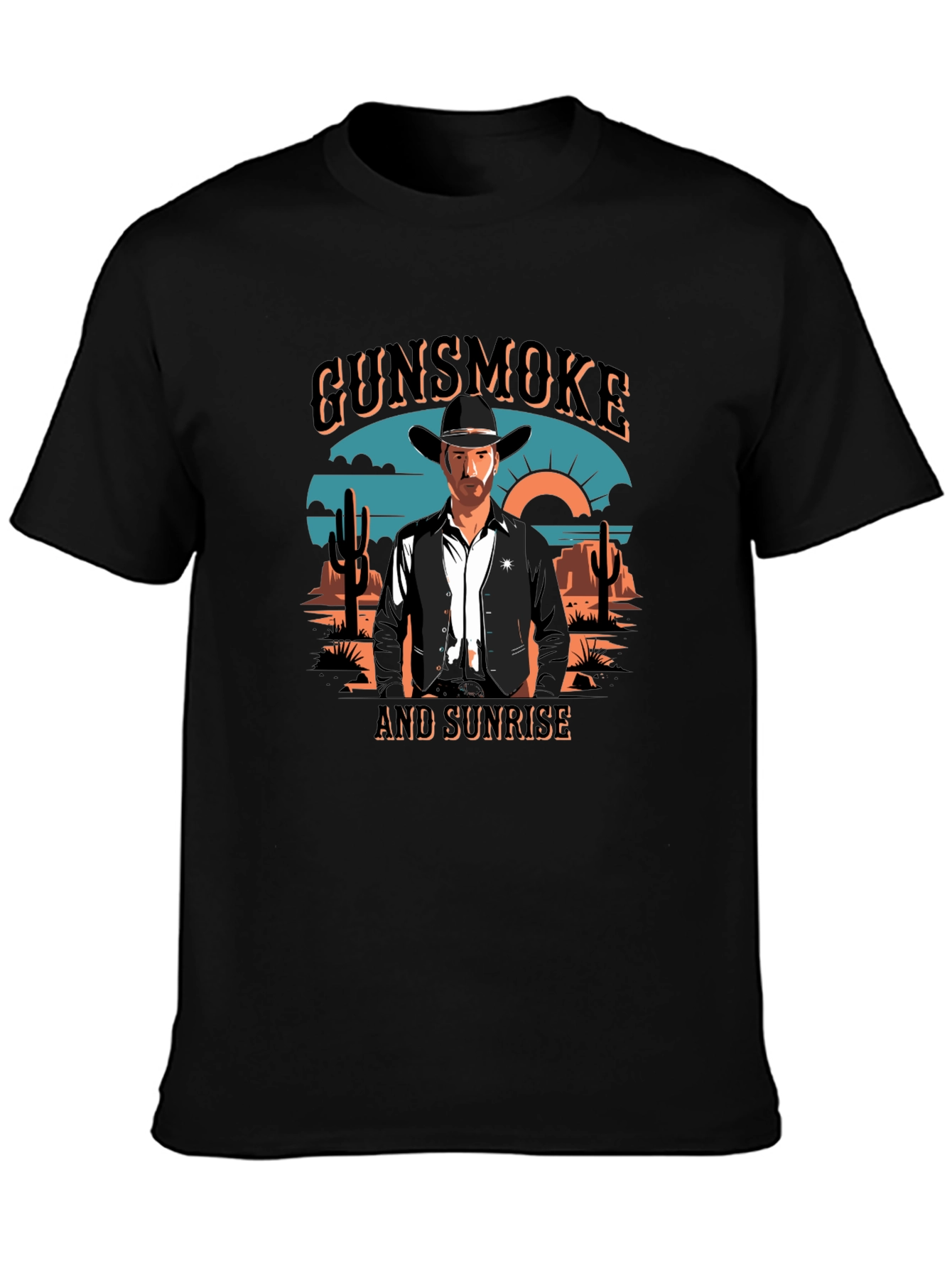 Gunsmoke and Sunrise Black Graphic Tee
