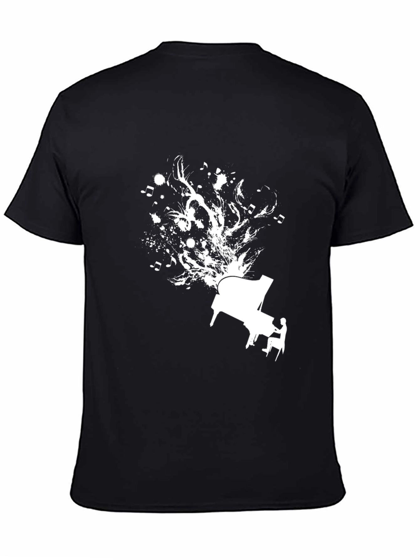 Piano Music Graphic Tee - Stylish Black Cotton Shirt