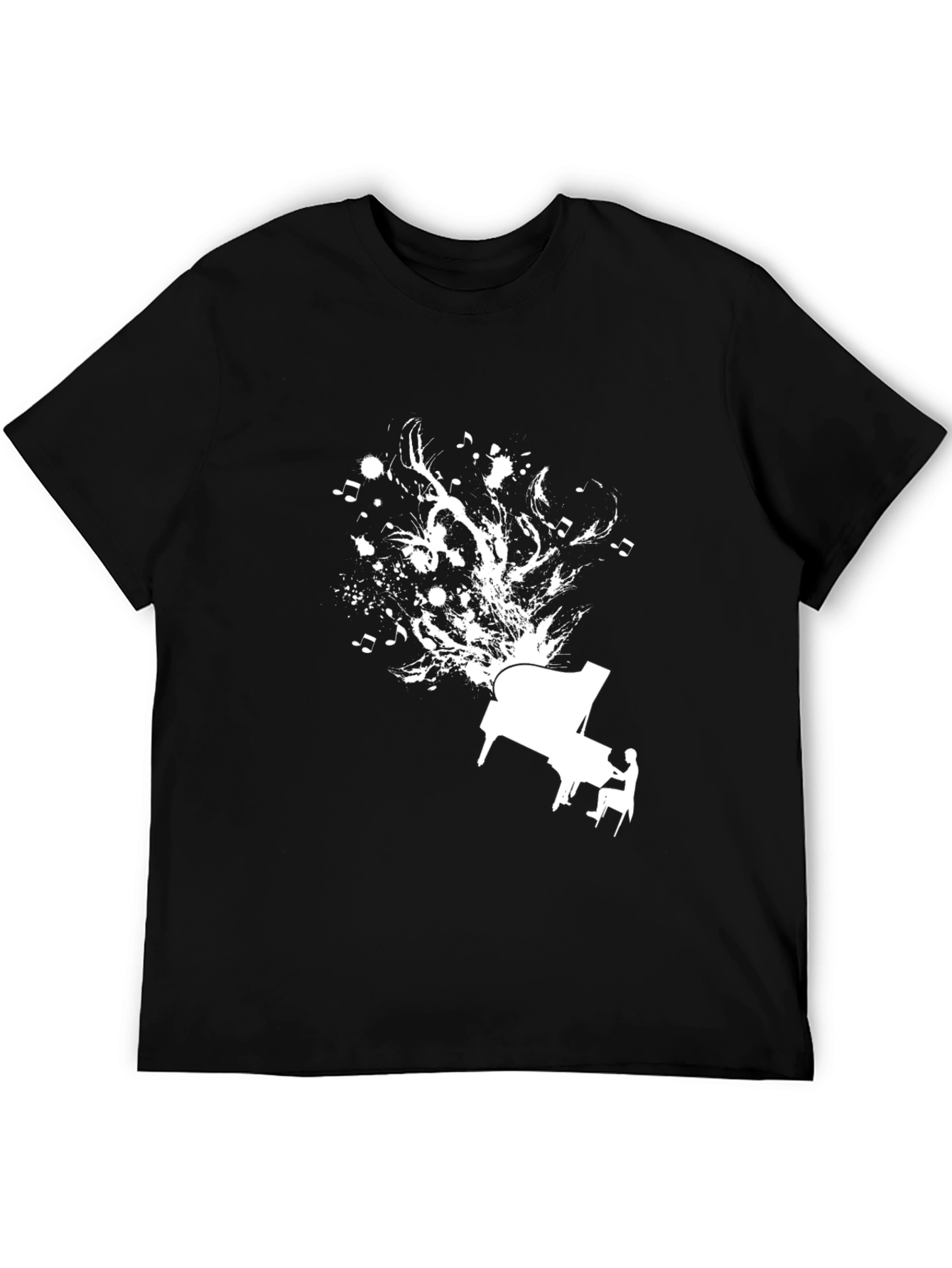 Piano Music Graphic Tee - Stylish Black Cotton Shirt