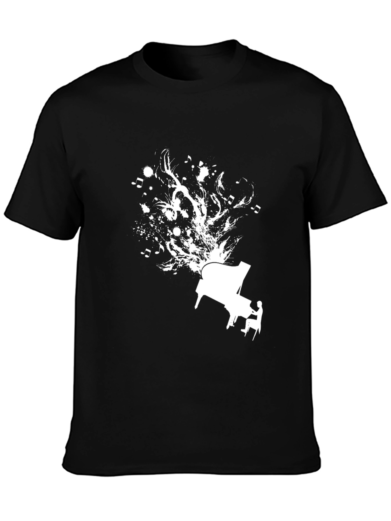 Piano Music Graphic Tee - Stylish Black Cotton Shirt