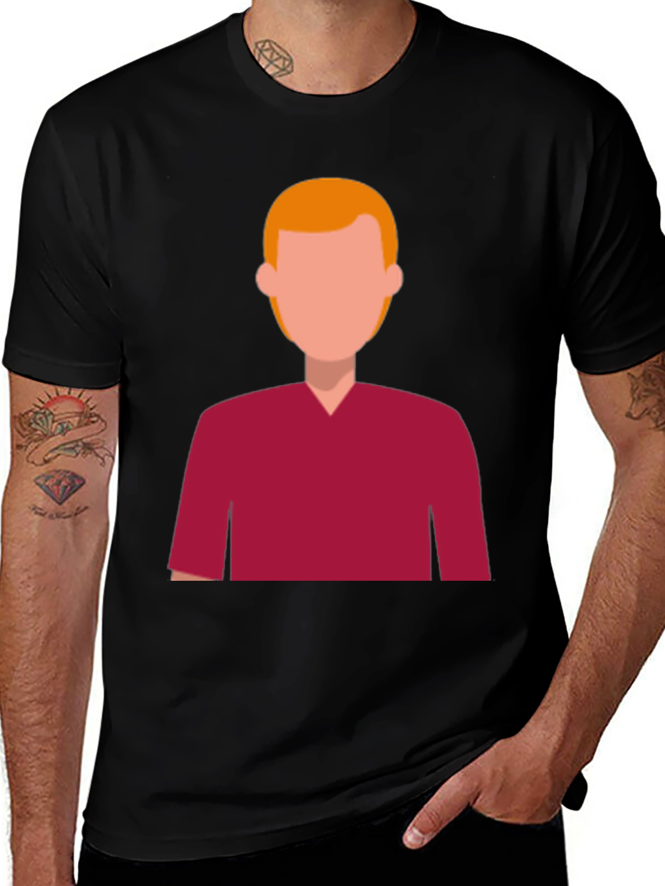 Modern Graphic Tee - Faceless Character Design