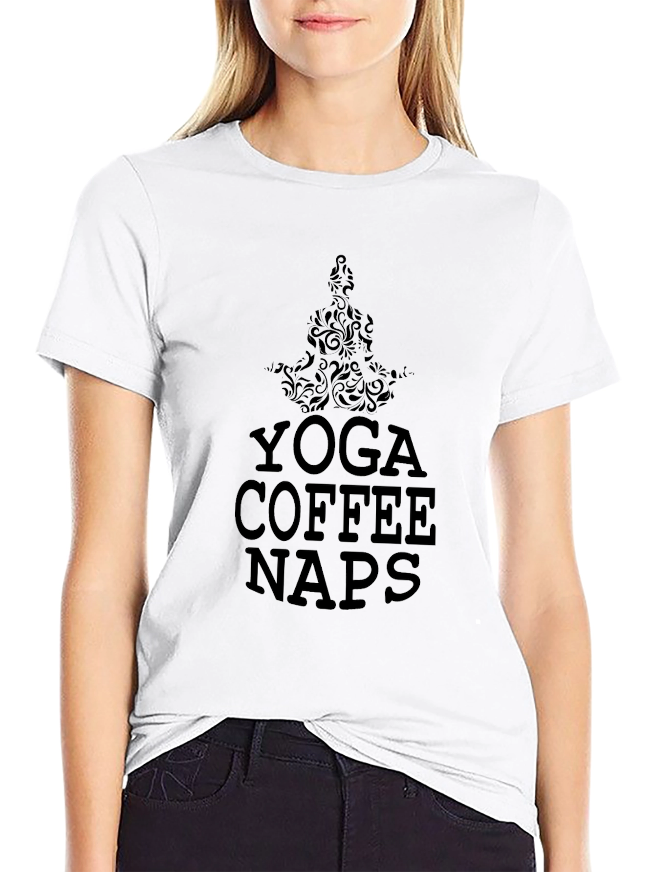 Yoga Coffee Naps Graphic Tee - Black