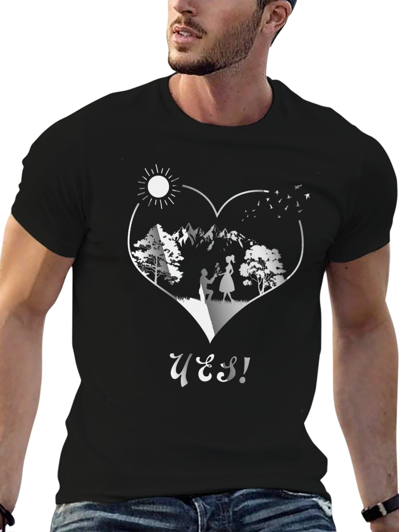 Romantic Proposal Heart Graphic T-Shirt