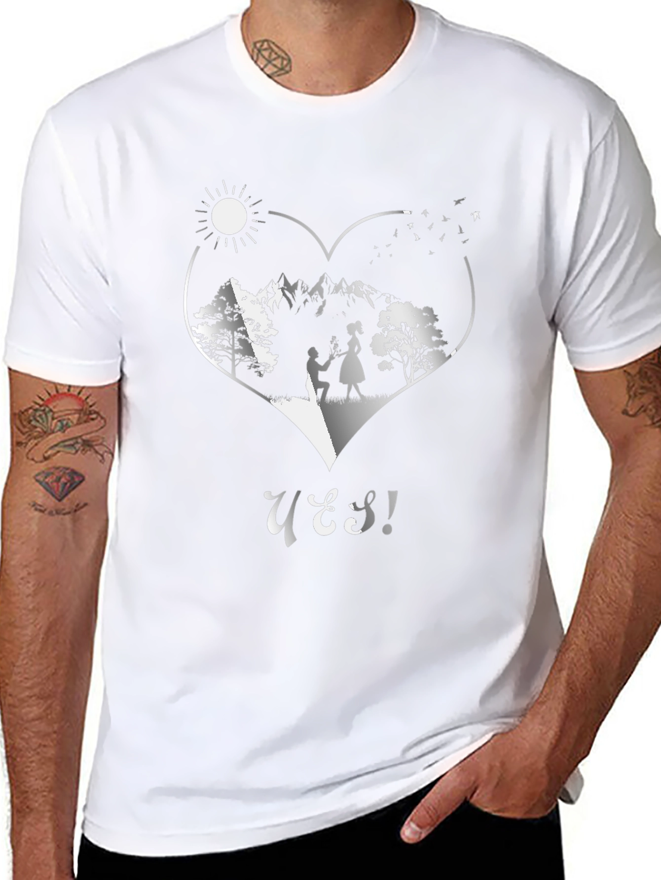 Romantic Proposal Heart Graphic T-Shirt