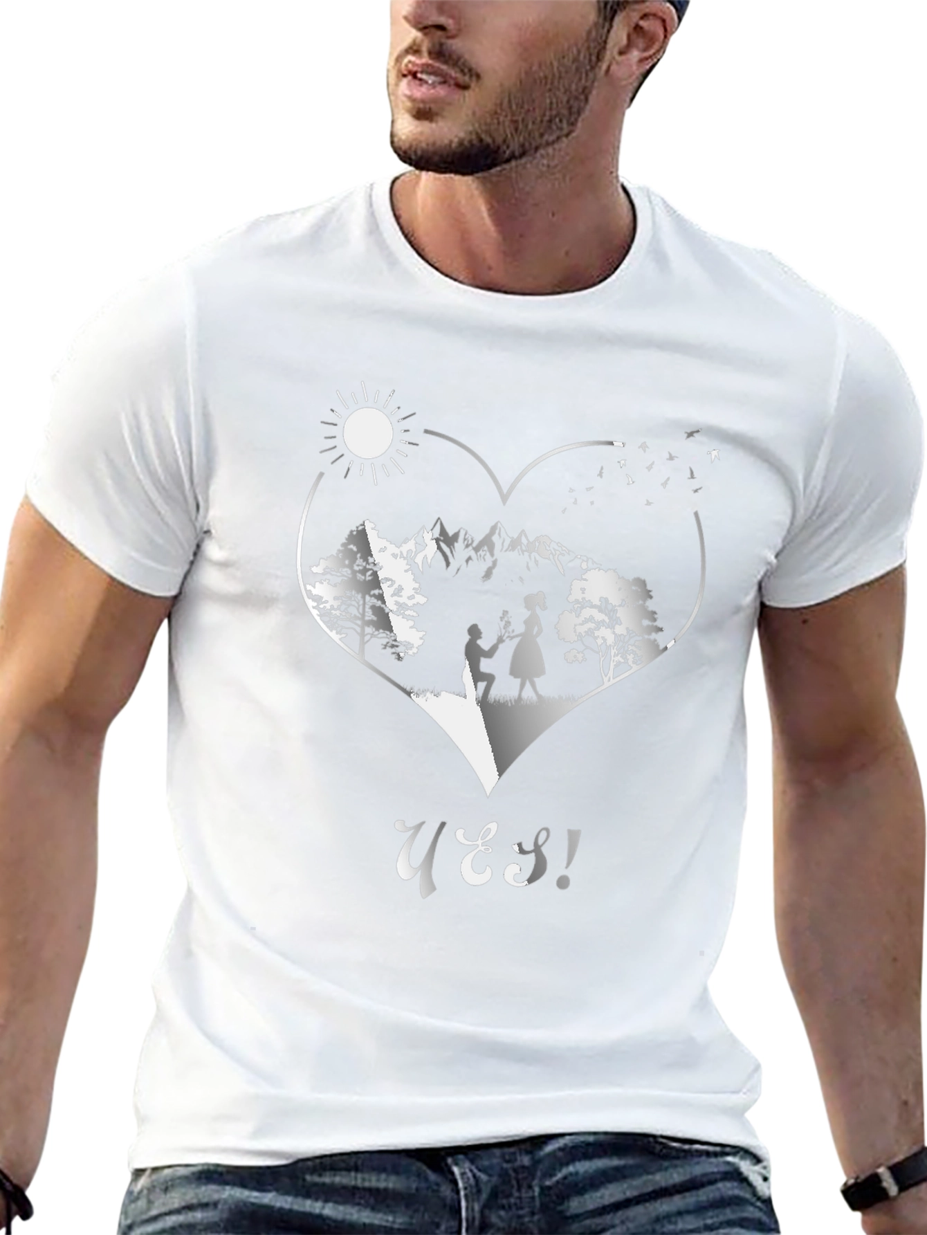 Romantic Proposal Heart Graphic T-Shirt