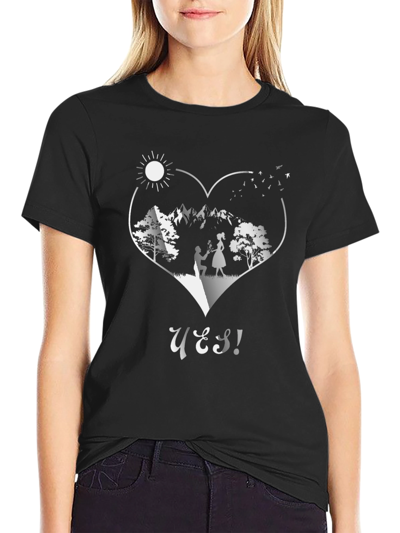 Romantic Proposal Heart Graphic T-Shirt