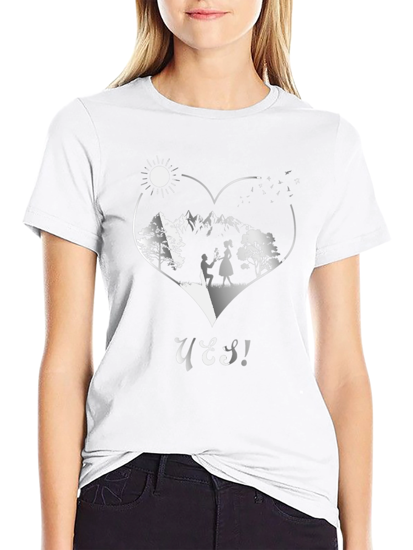 Romantic Proposal Heart Graphic T-Shirt