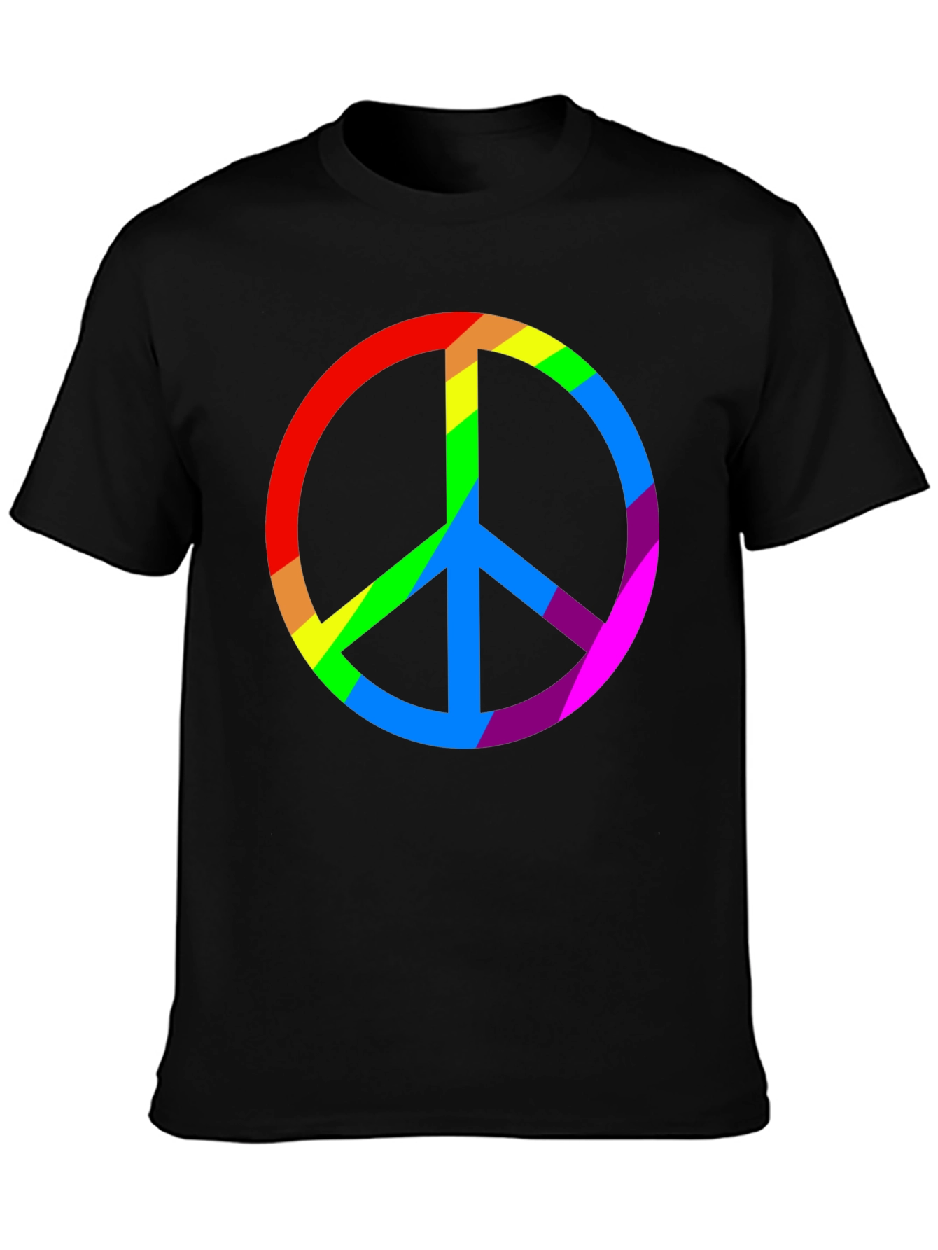 Rainbow Peace Sign Black T-Shirt