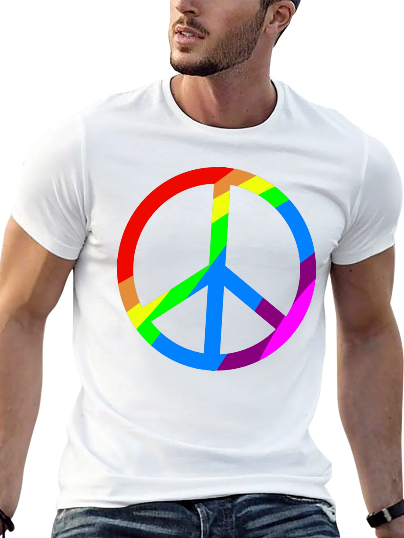 Rainbow Peace Sign Black T-Shirt