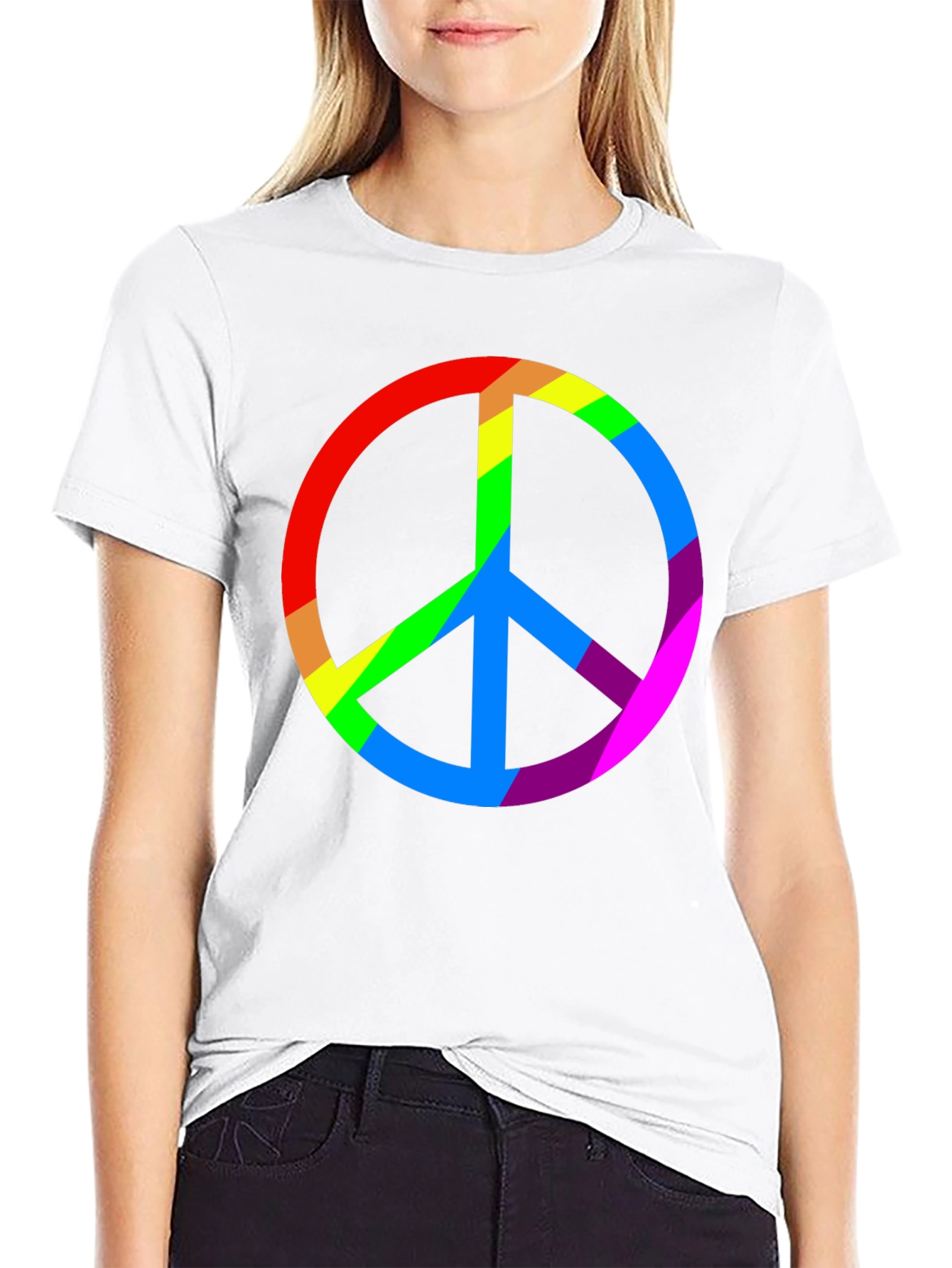 Rainbow Peace Sign Black T-Shirt