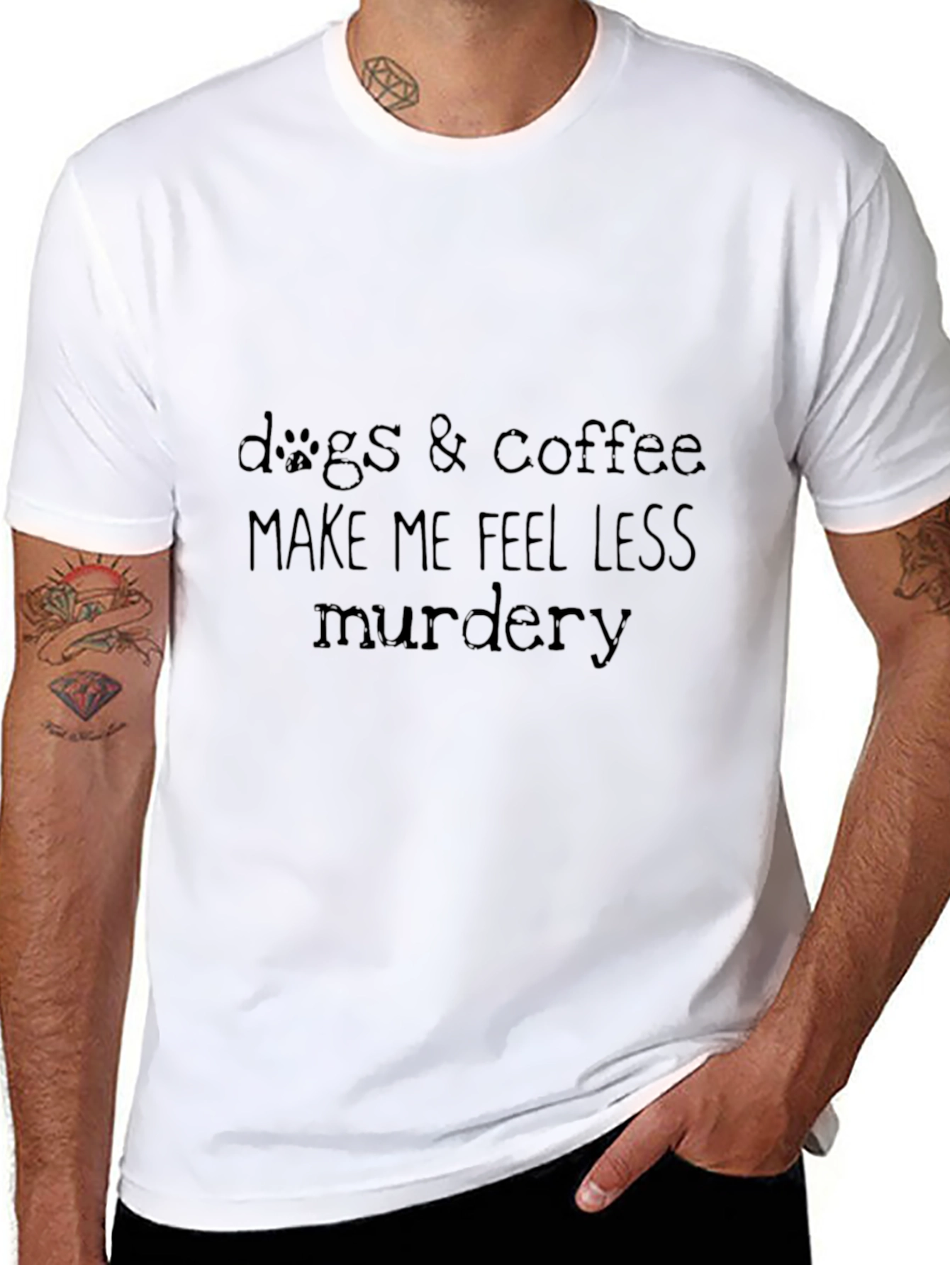 Dogs & Coffee Less Murdery Black T-Shirt