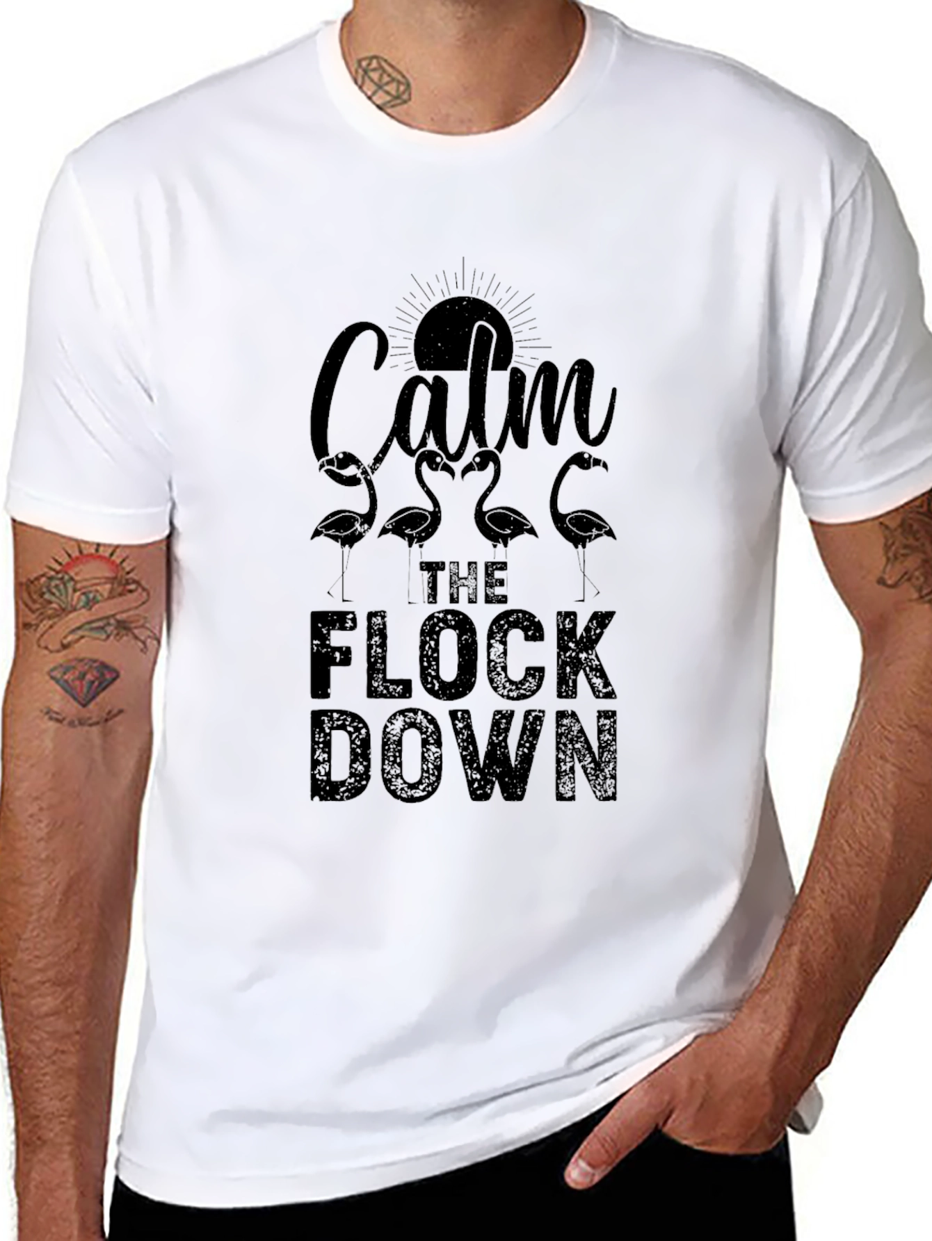 Calm the Flock Down Graphic Tee - Black