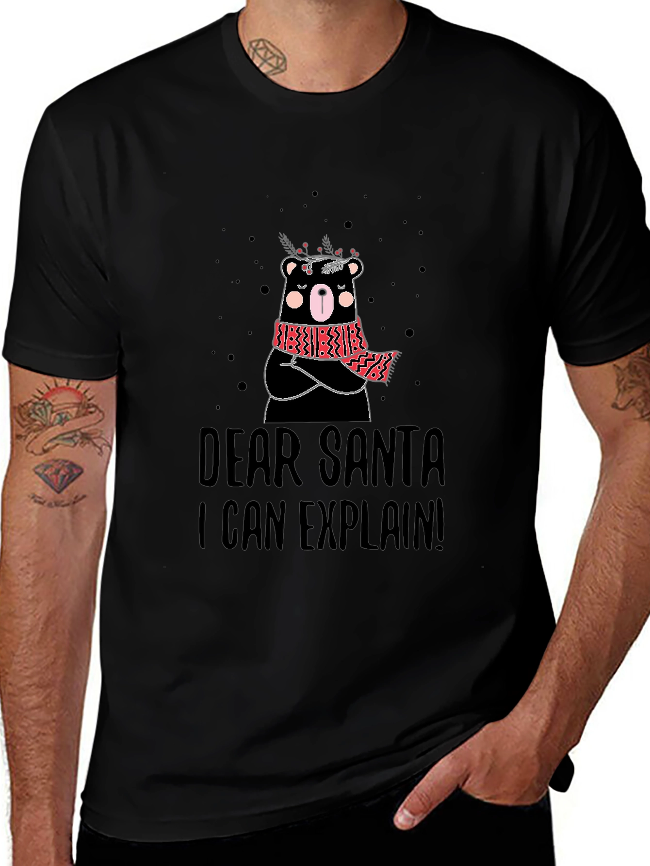 Dear Santa I Can Explain Bear Graphic T-Shirt