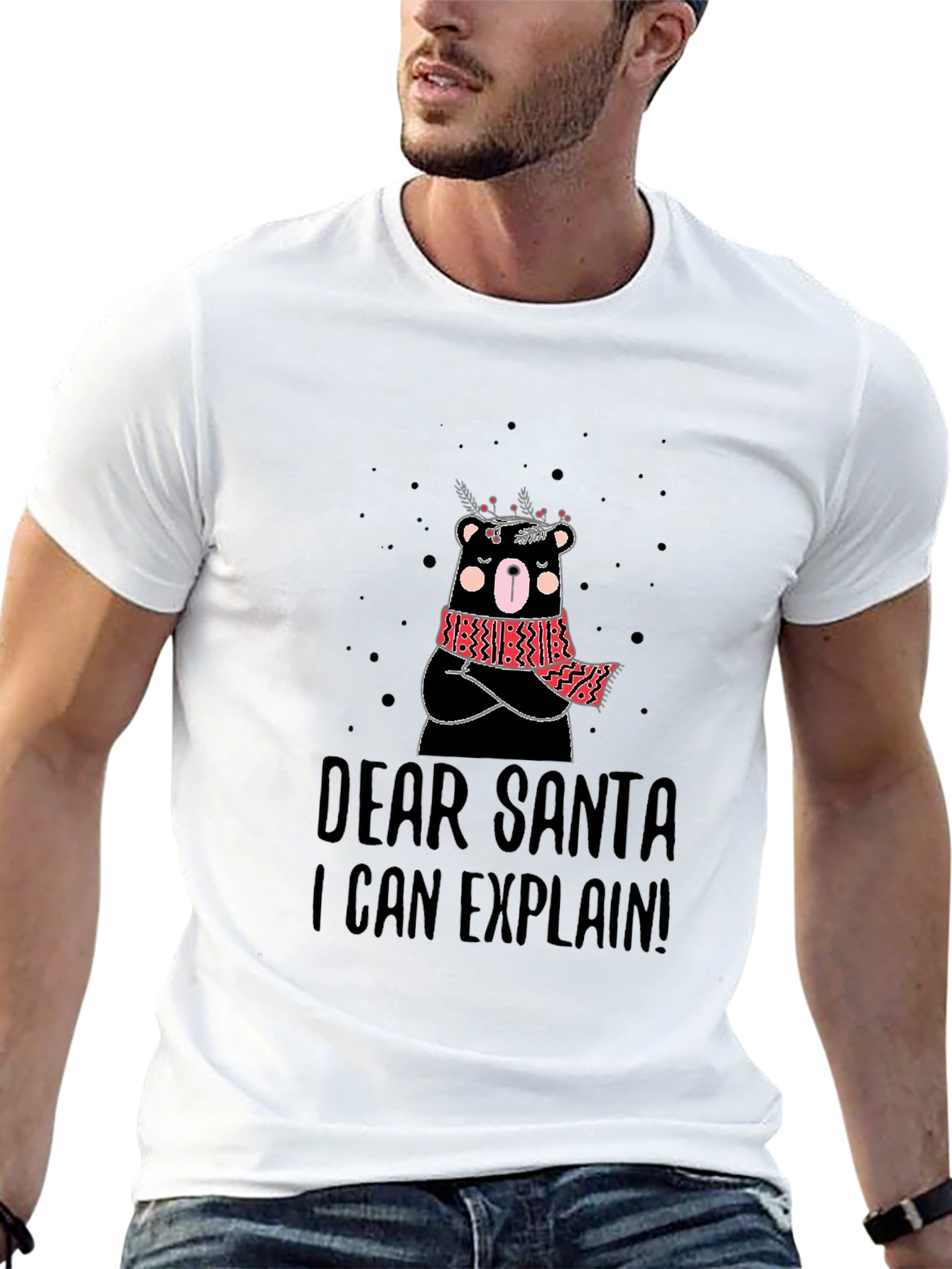 Dear Santa I Can Explain Bear Graphic T-Shirt