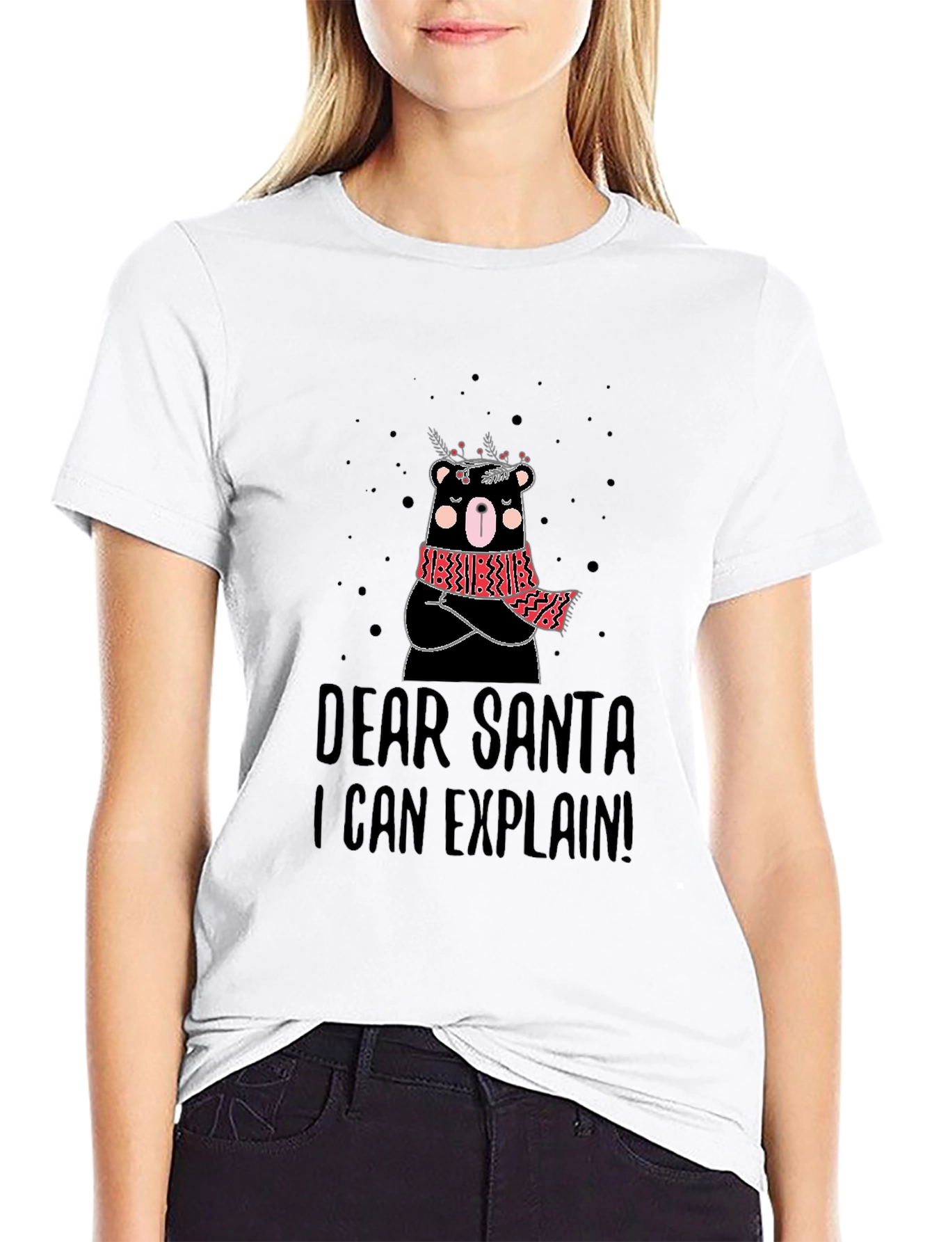 Dear Santa I Can Explain Bear Graphic T-Shirt