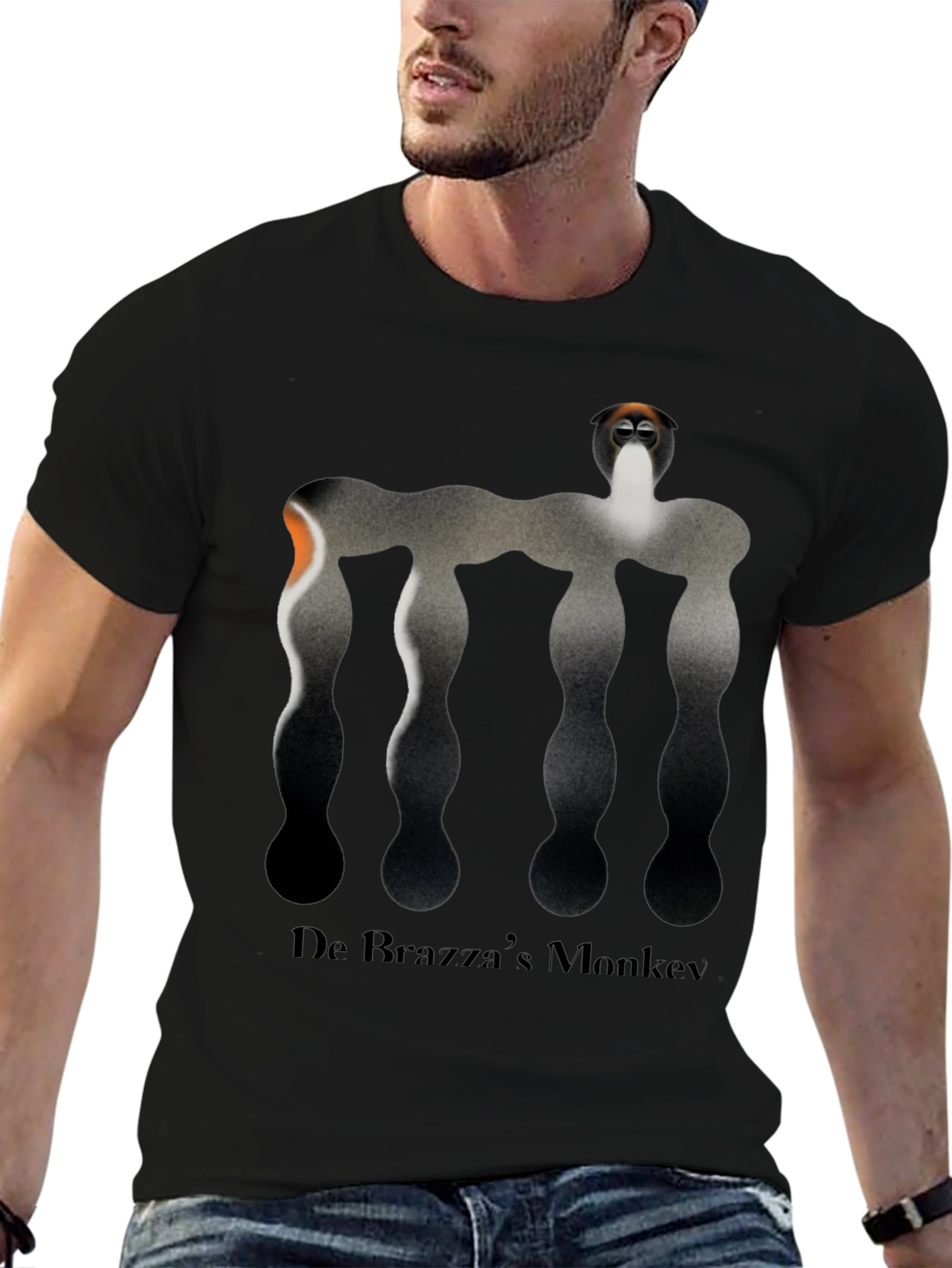 De Brazzas Monkey Graphic Tee - Unique Black T-Shirt