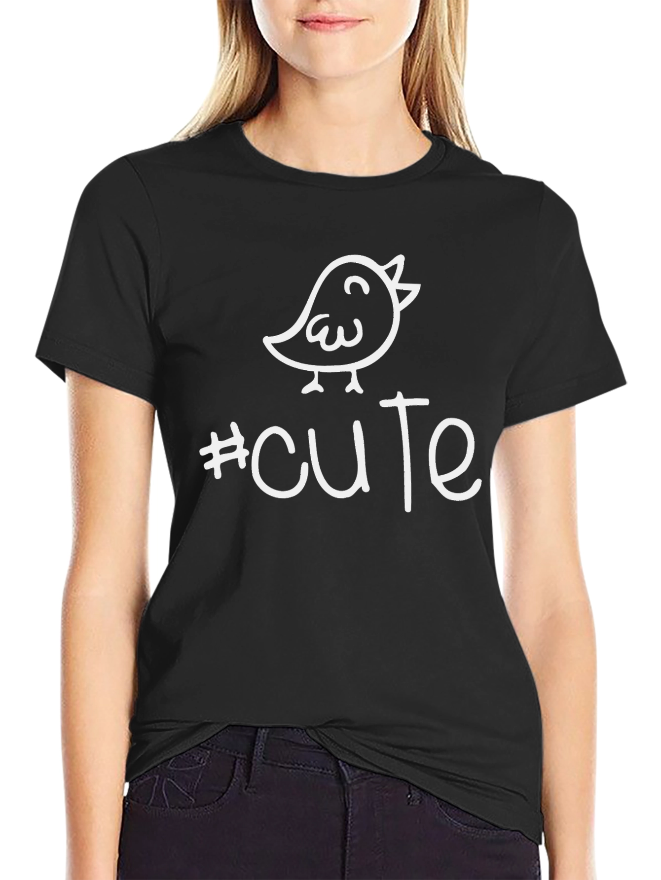 Cute Bird Graphic Tee - Unisex Black T-Shirt
