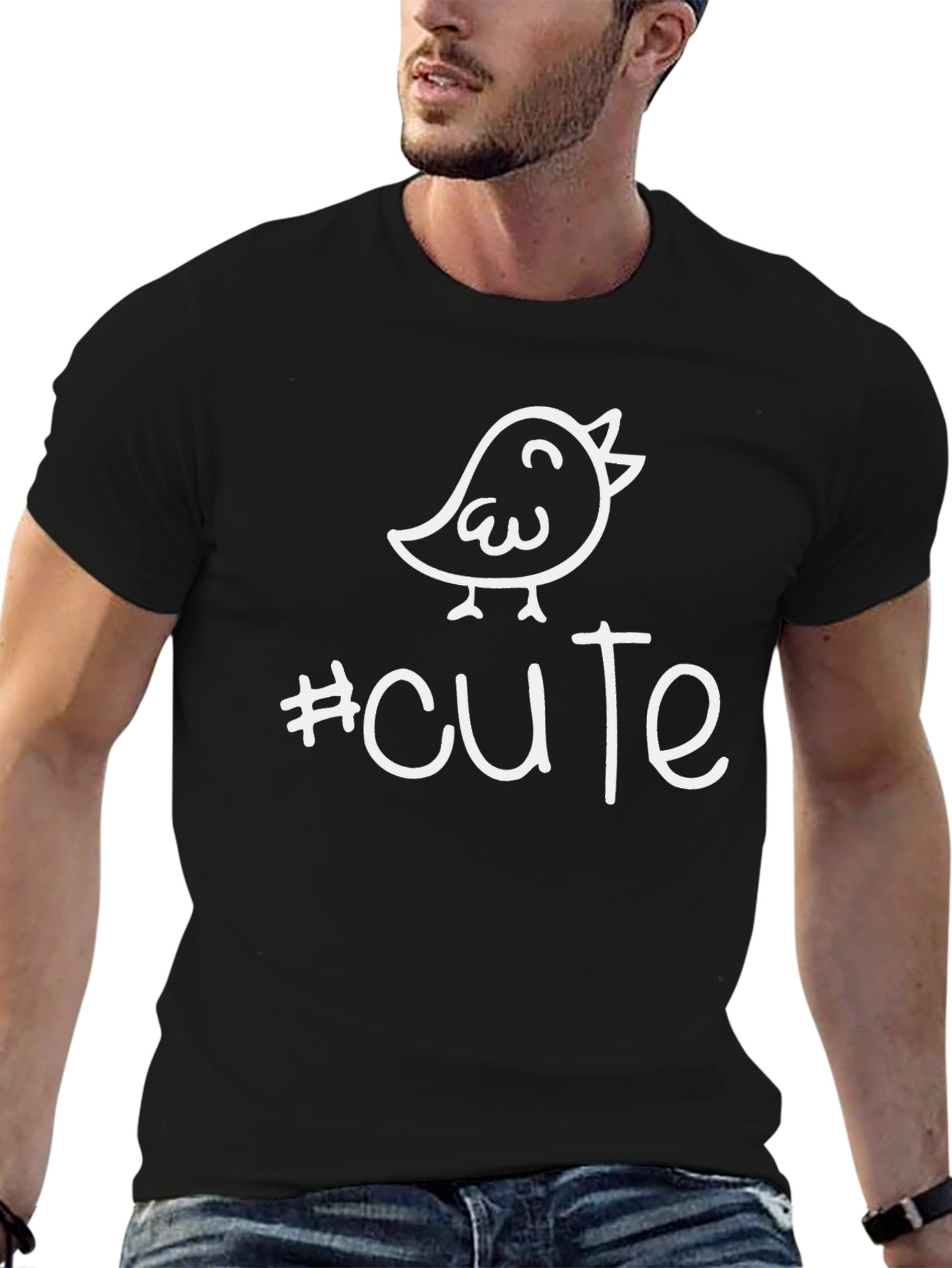 Cute Bird Graphic Tee - Unisex Black T-Shirt