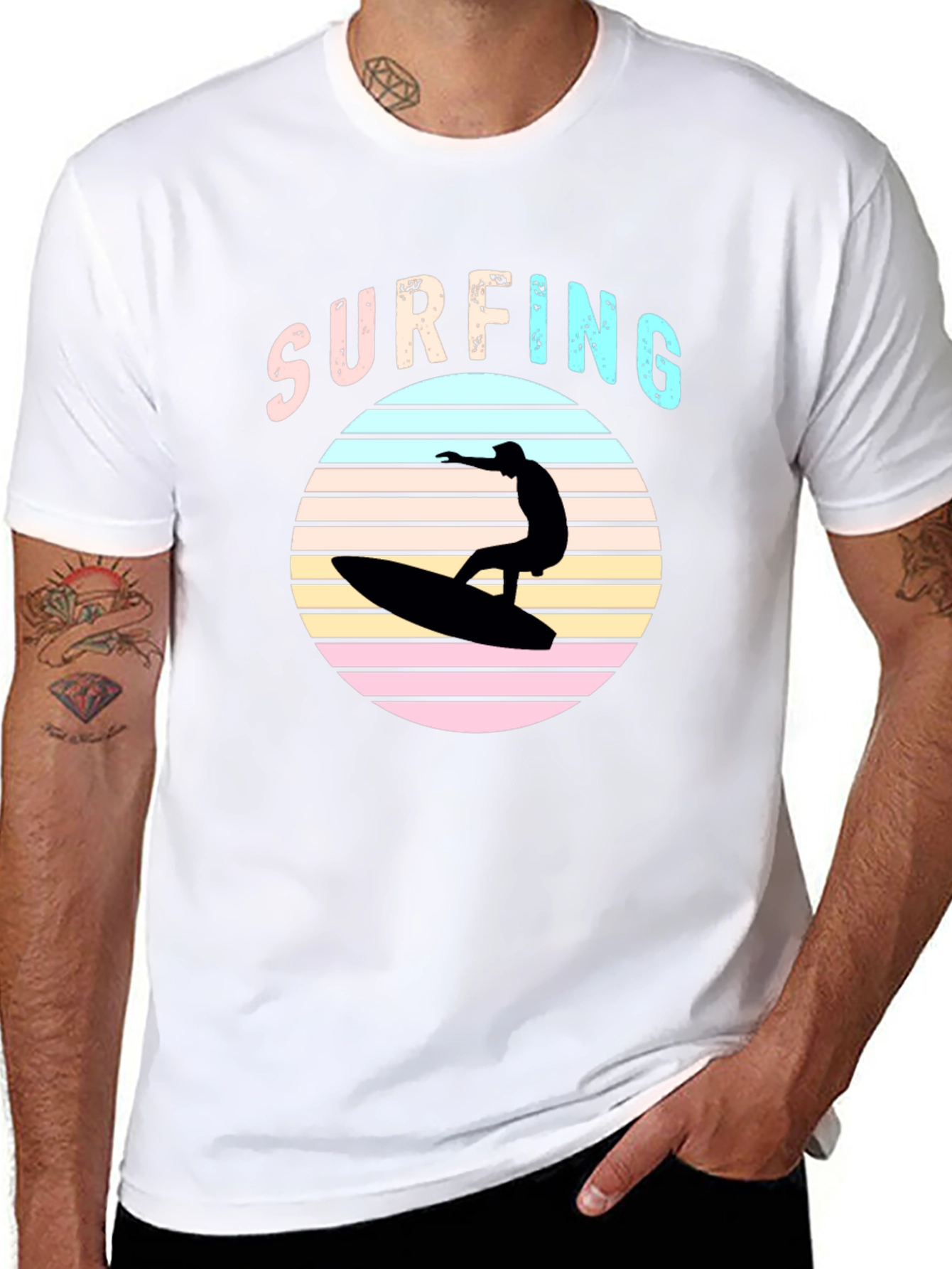 Retro Surfing T-Shirt - Black